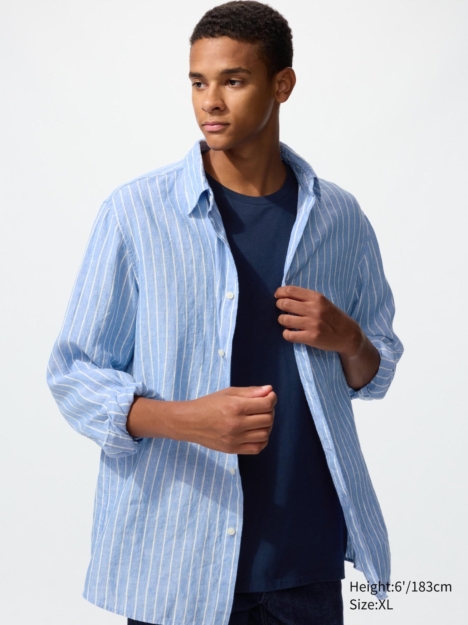 Premium Linen Shirt Long Sleeve Striped - DARK GRAY