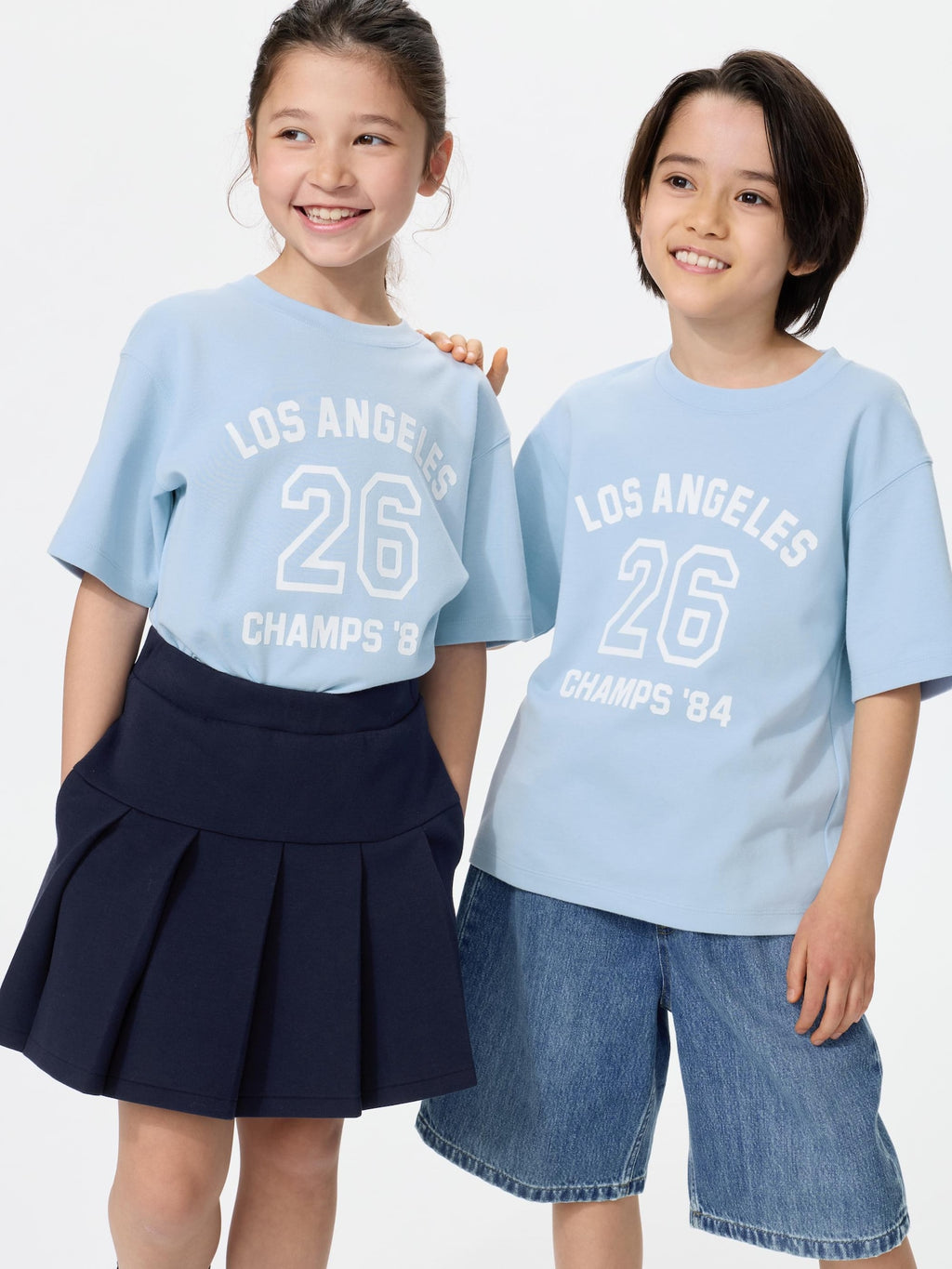 KIDS AIRism Cotton Graphic Crew Neck T-Shirt - BLUE