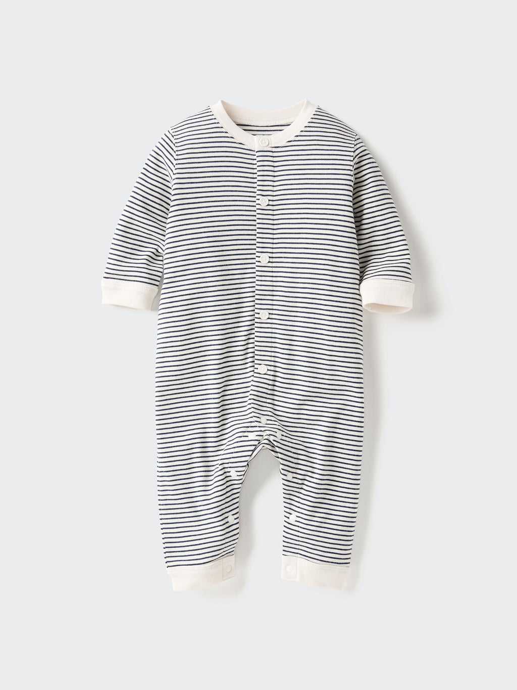 Ribbed One Piece Outfit Long Sleeve Striped - NATURAL