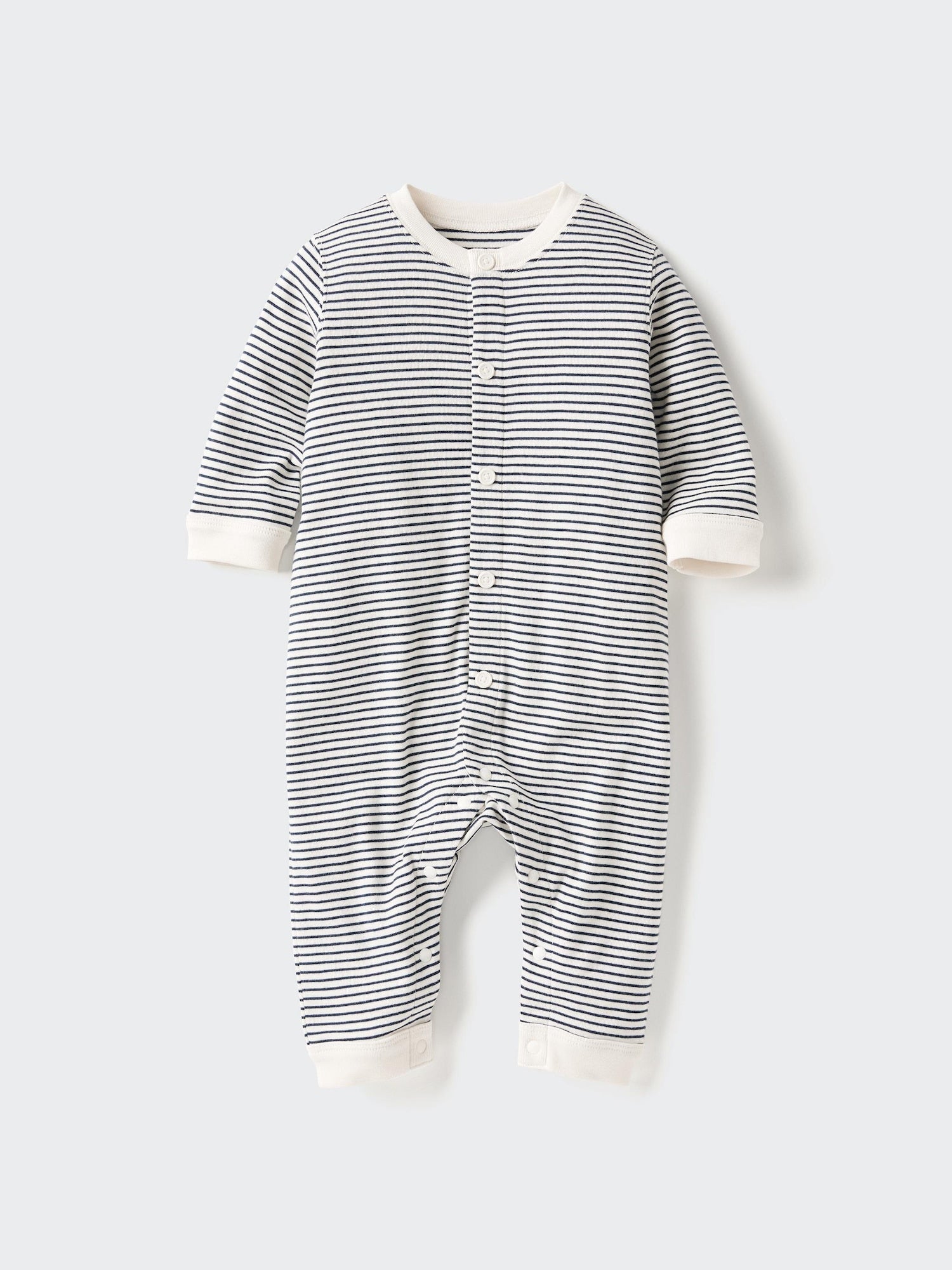 Ribbed One Piece Outfit Long Sleeve Striped - NATURAL