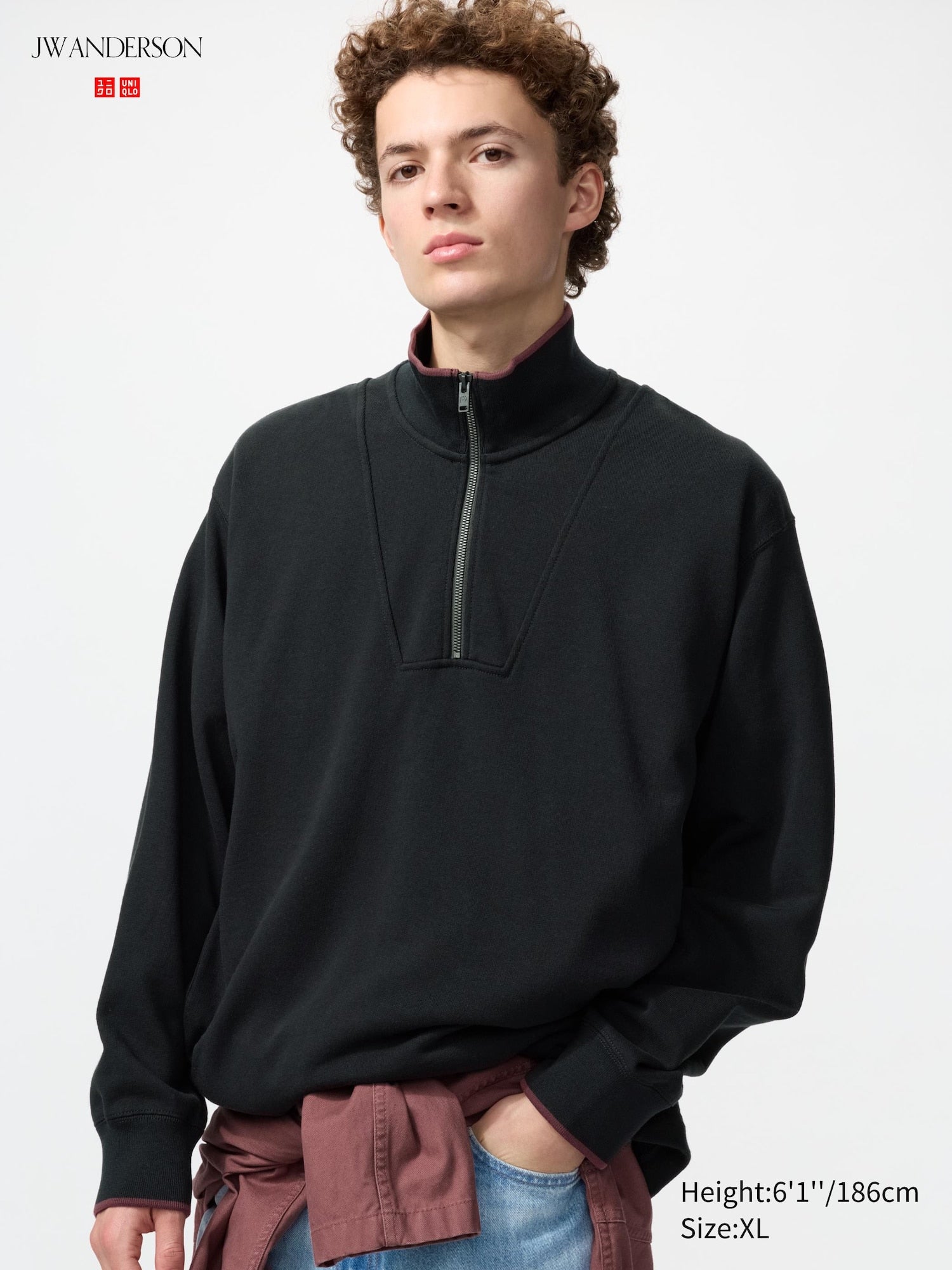 Sweat Half-Zip Pullover - BLACK