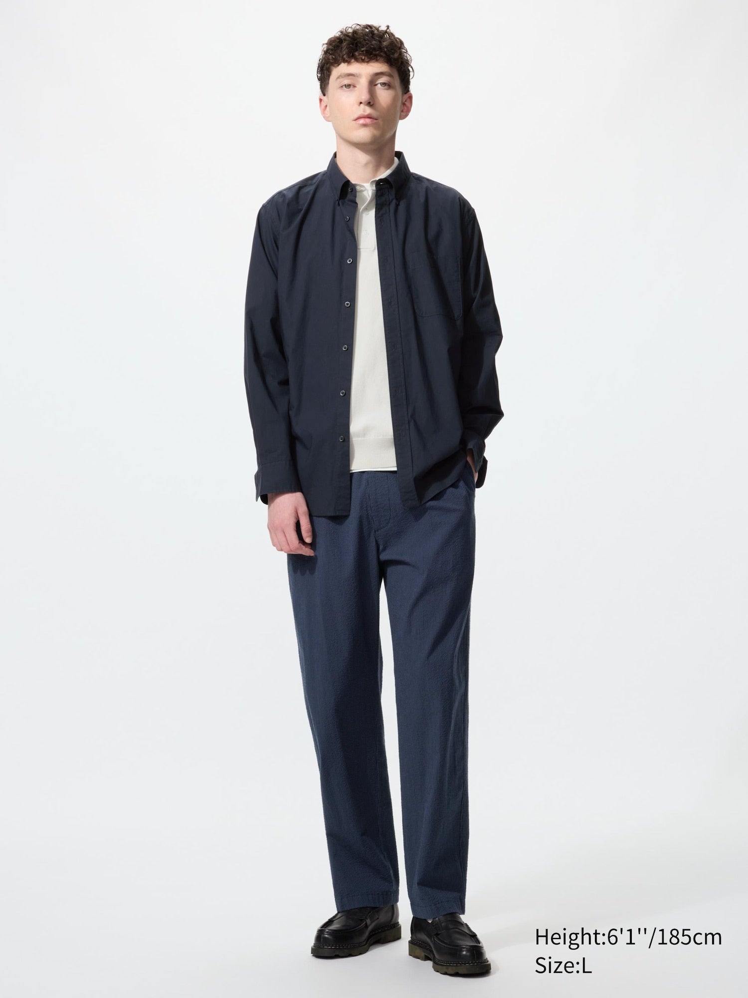 Stretch Easy Ankle Pants Seersucker - BLUE
