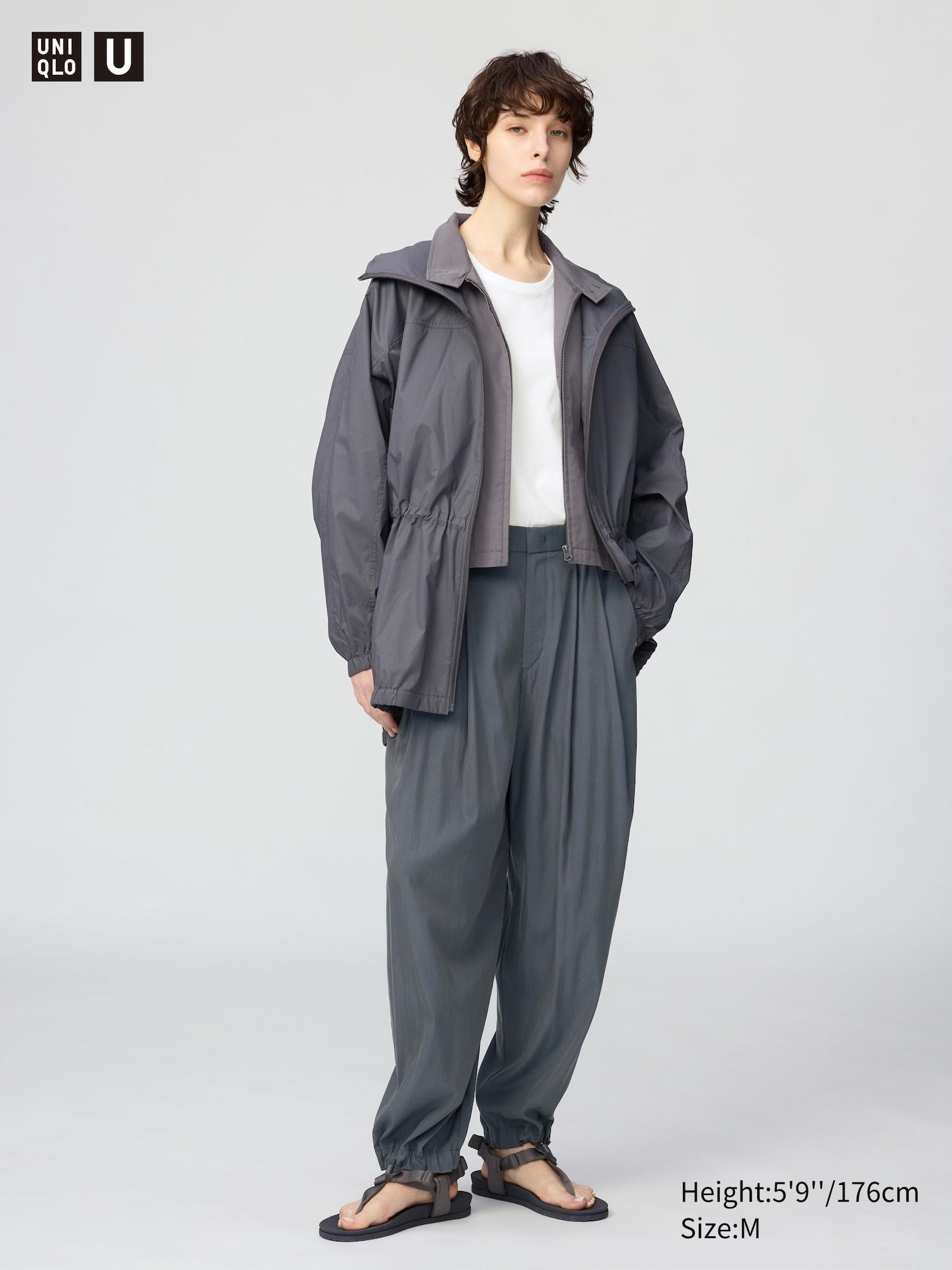 Easy Gathered Pants - DARK GRAY