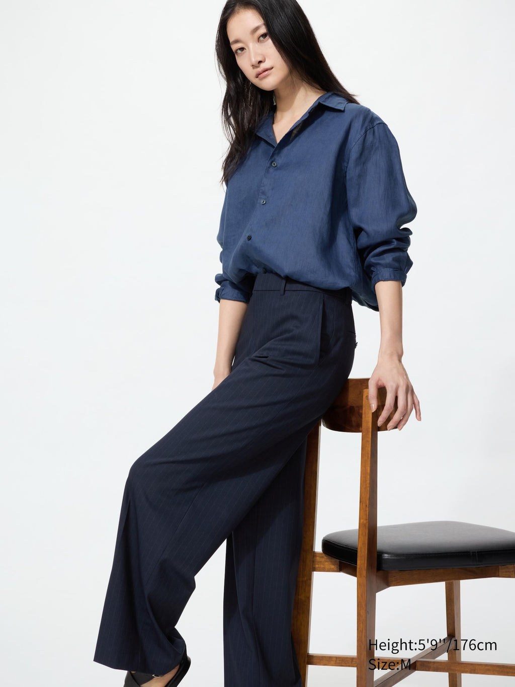 Smart Wide Pants Stripe (Longer Length) - LIGHT GRAY