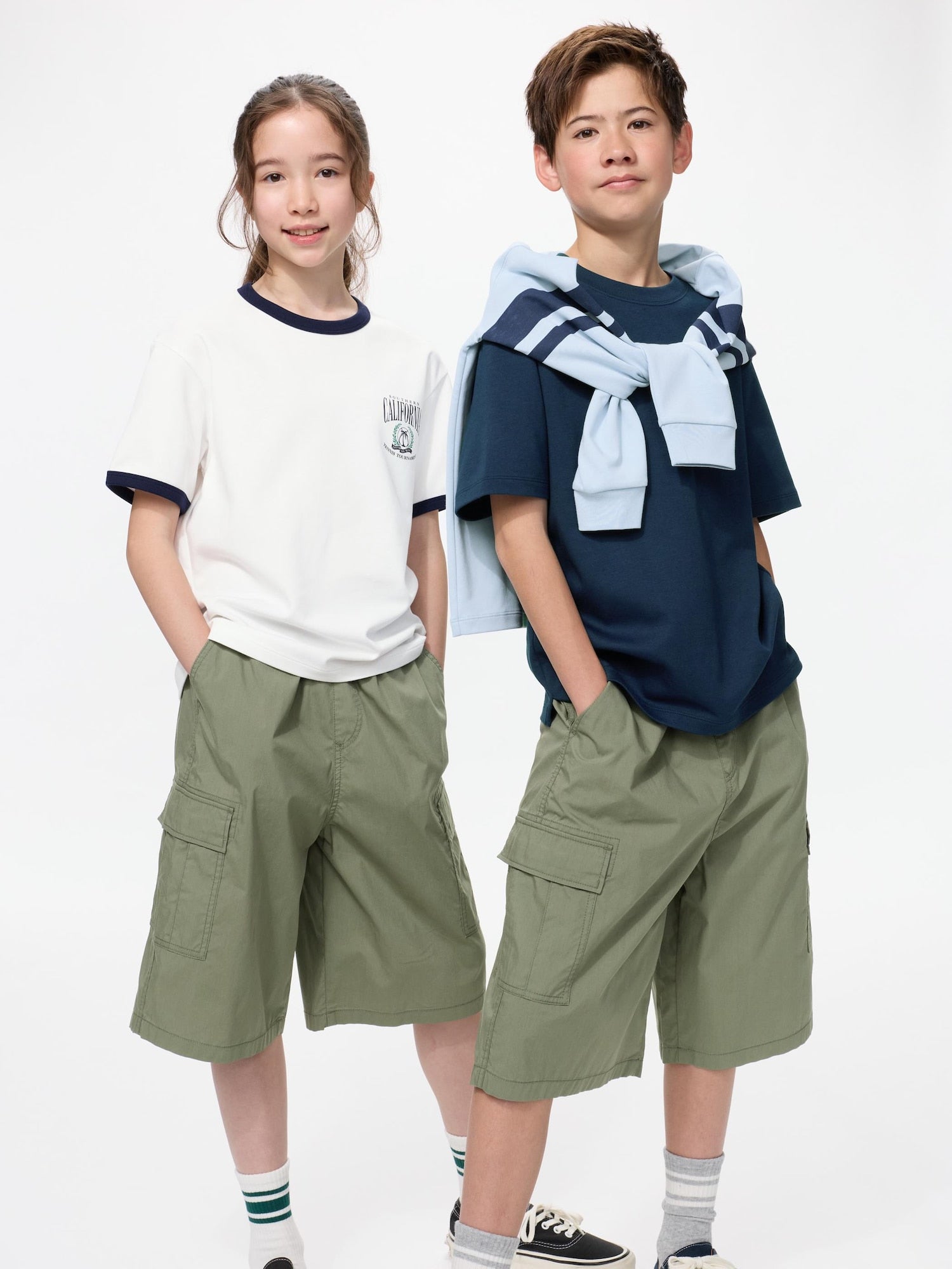KIDS Baggy Cargo Half Pants - BEIGE