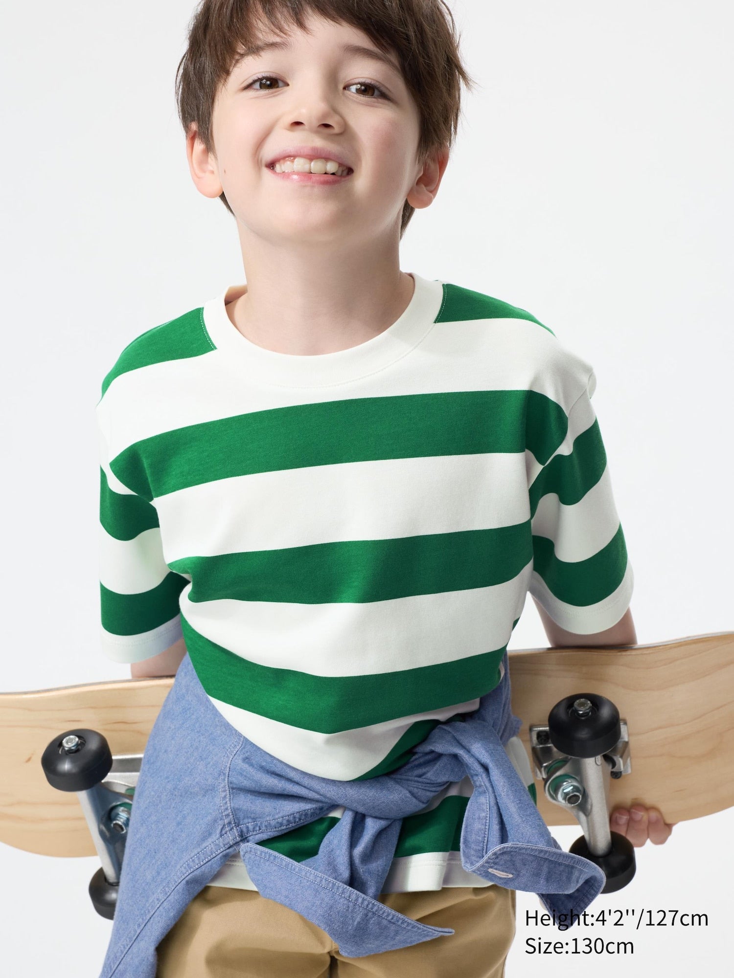 KIDS AIRism Cotton Striped Crew Neck T-Shirt - PINK