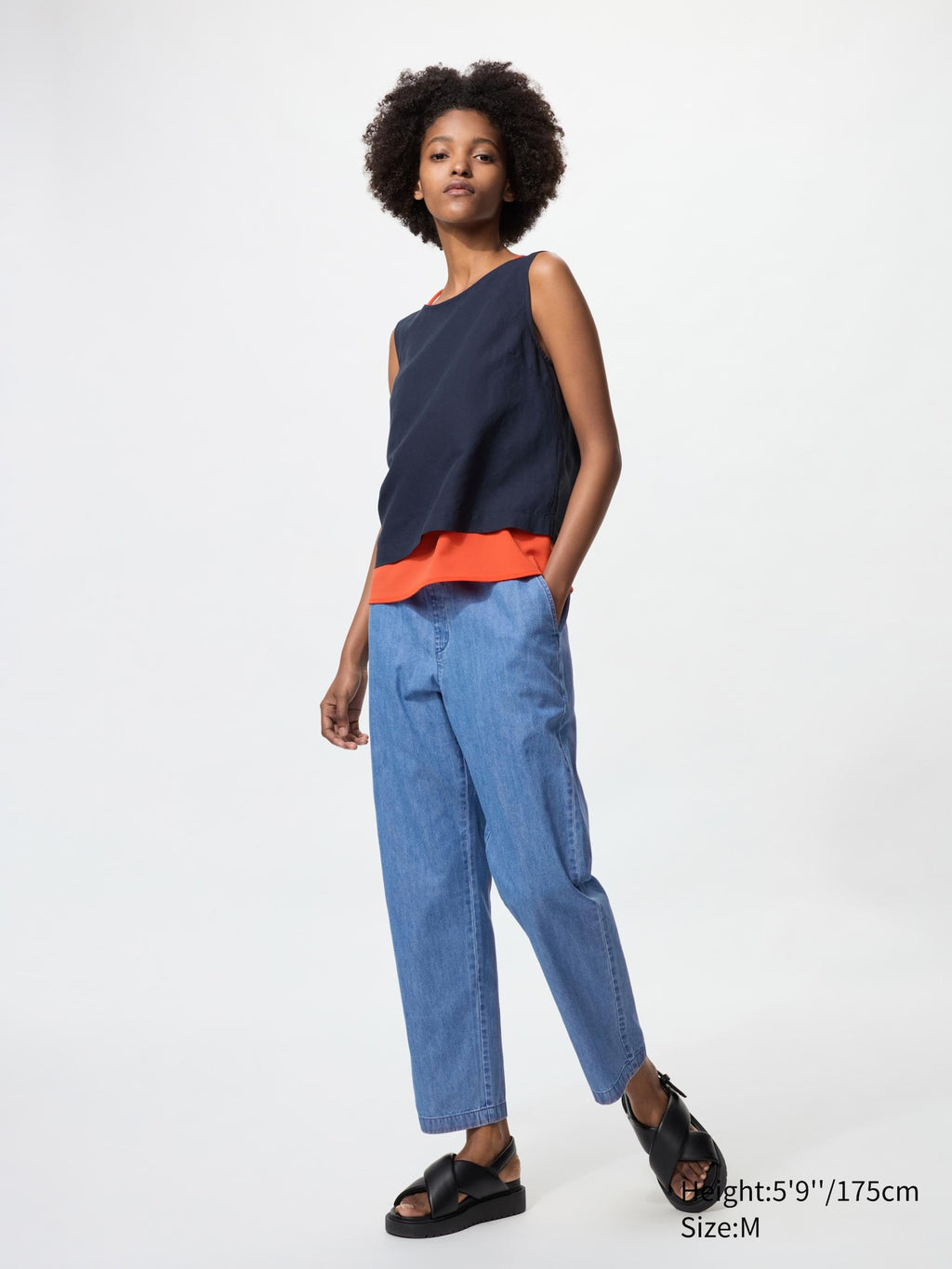 Cotton Relaxed Ankle Pants Denim (Longer Length) - image 2