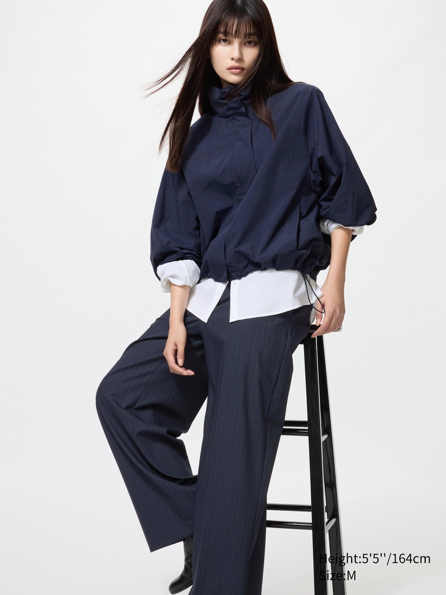 Smart Wide Pants Stripe (Regular Length) - LIGHT GRAY
