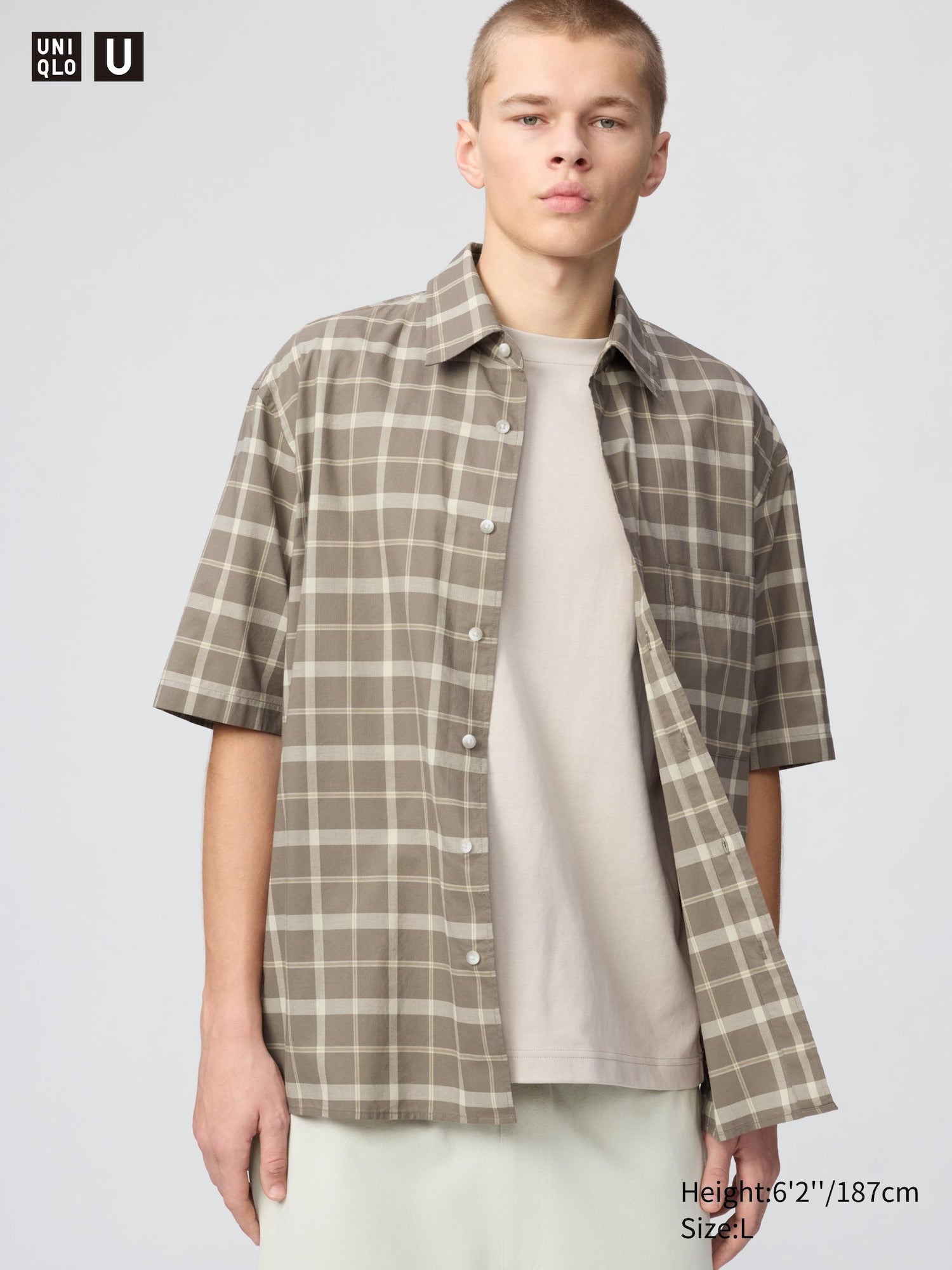 Boxy Shirt Short Sleeve - BEIGE
