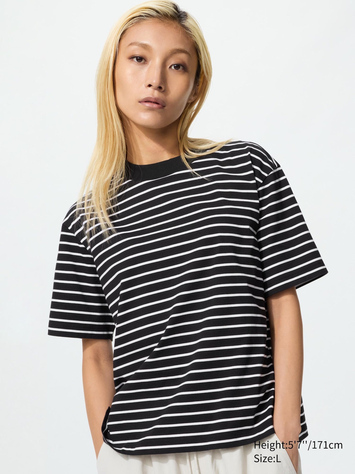 AIRism Cotton T Striped - OFF WHITE