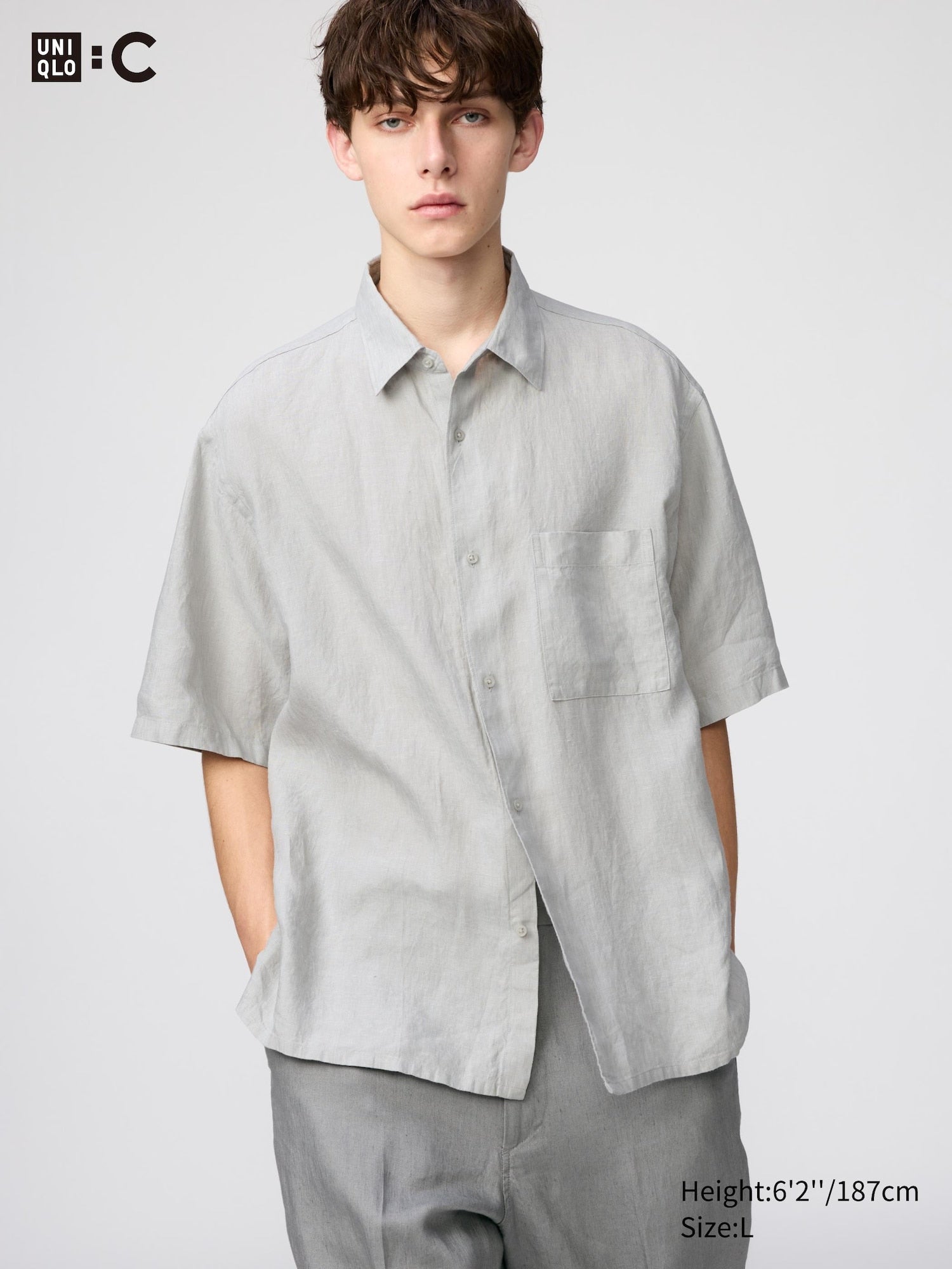 Premium Linen Oversized Shirt Short Sleeve - WHITE