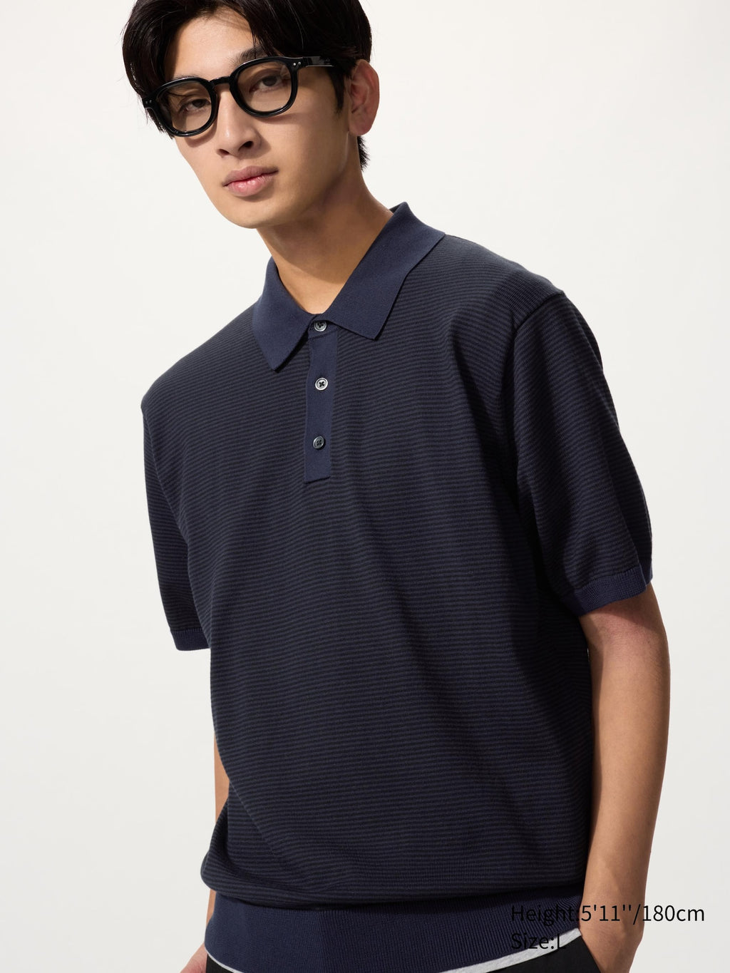 Washable Knitted Polo Sweater Striped - LIGHT GRAY