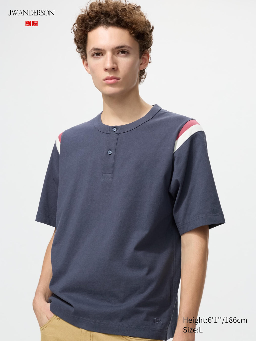 Henley Neck T-Shirt - GRAY