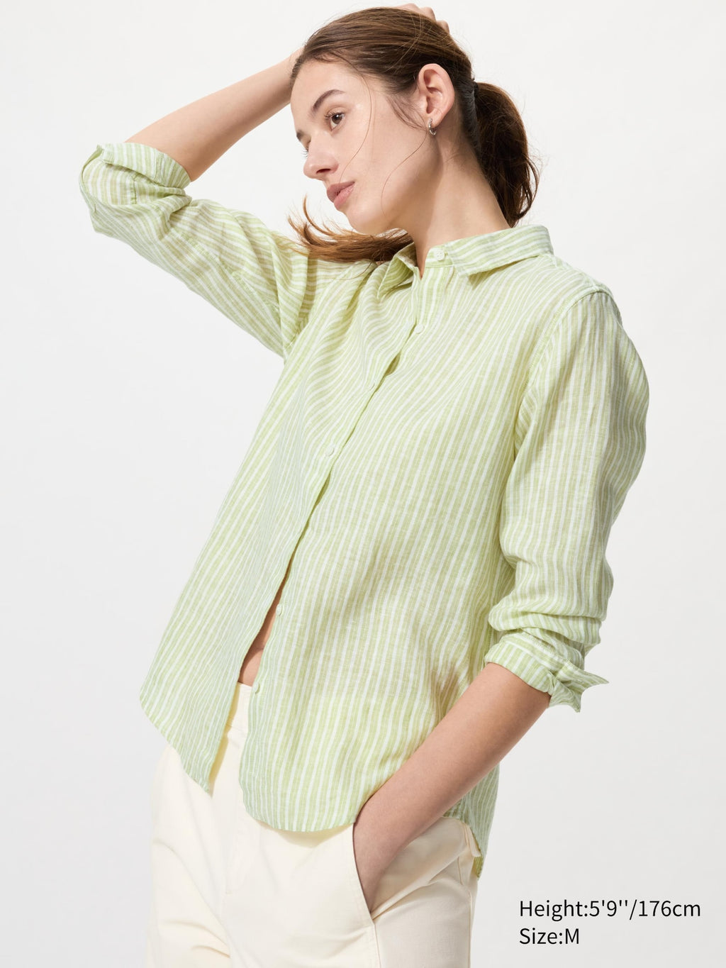 Premium Linen Shirt Long Sleeve Striped - GRAY