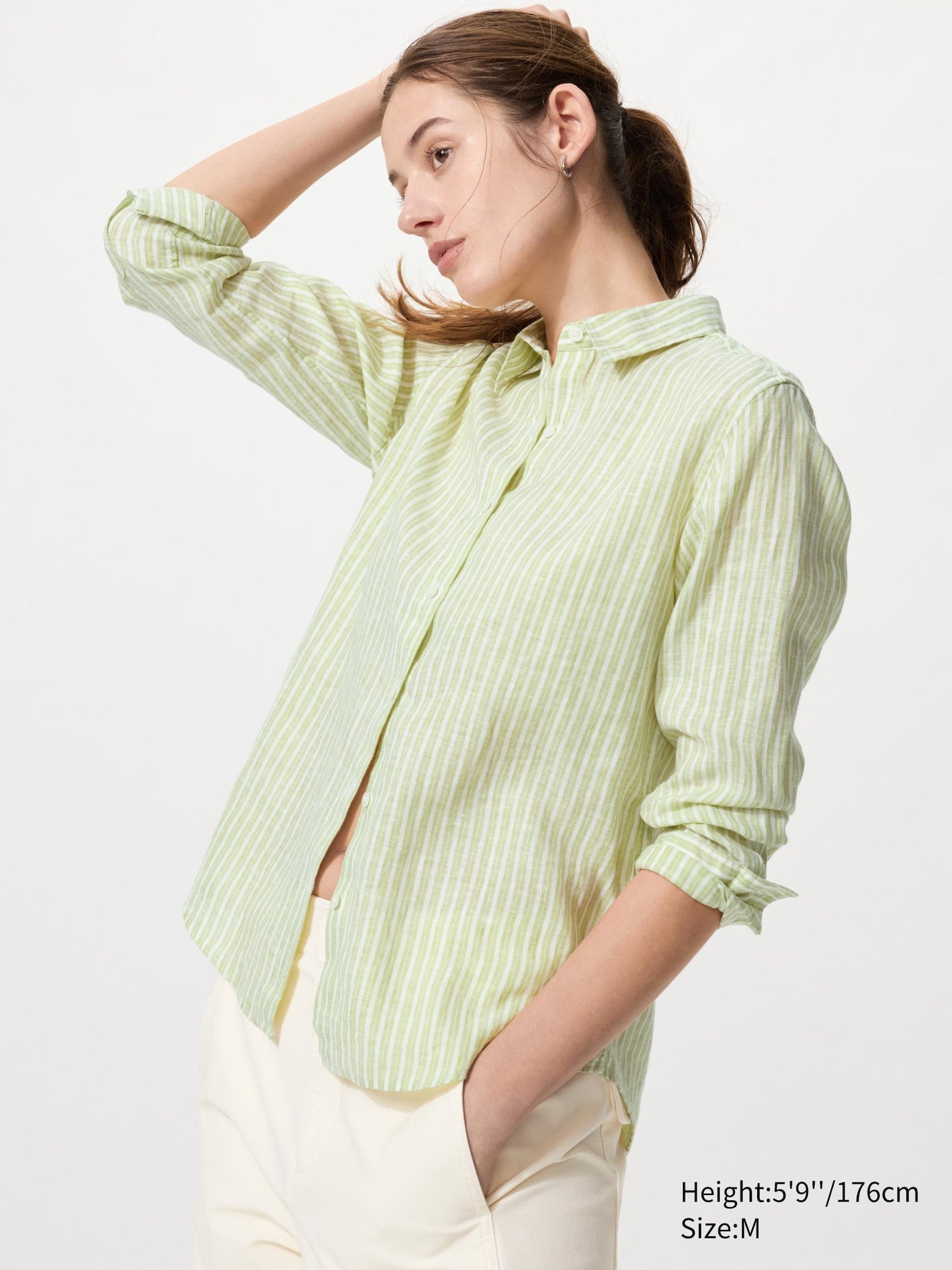 Premium Linen Shirt Long Sleeve Striped - GRAY