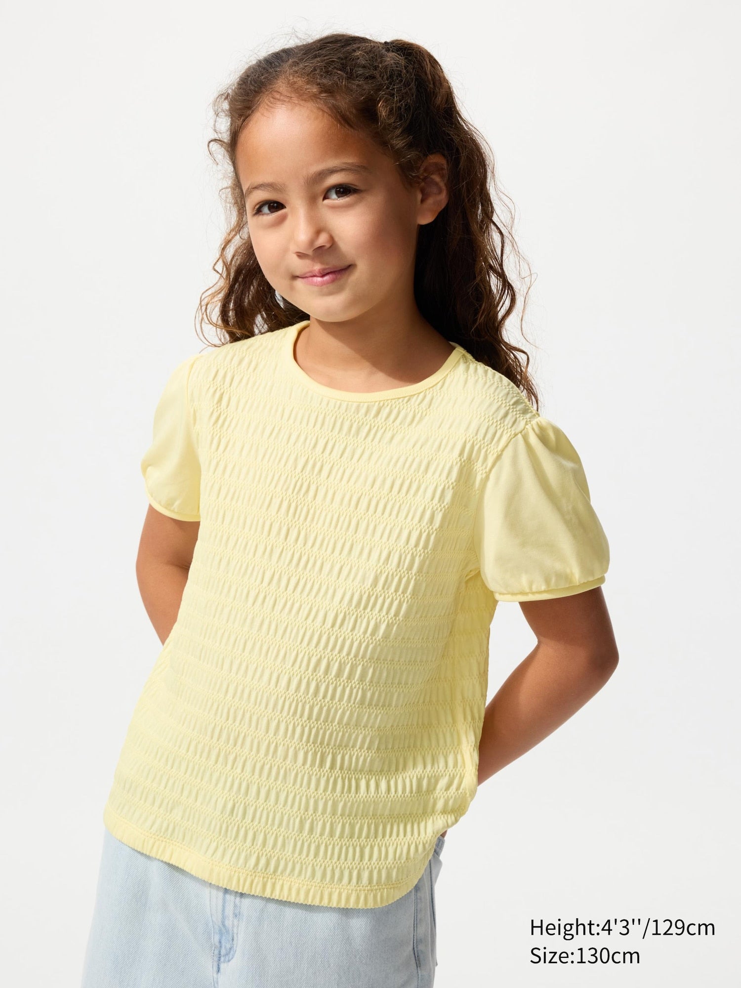 GIRLS Puff Sleeve T-Shirt Shirring - WHITE