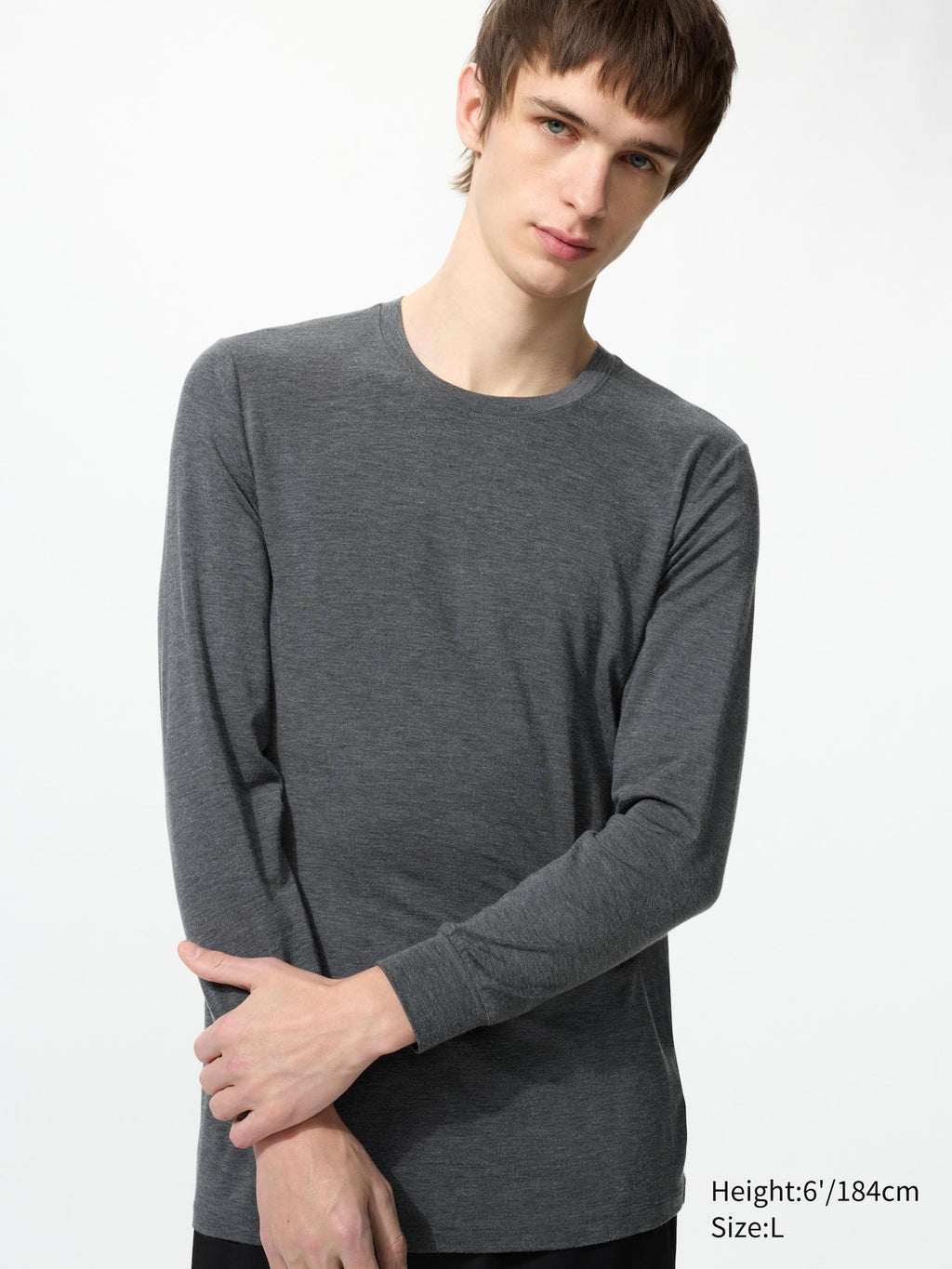 HEATTECH Crew Neck Long Sleeve T-Shirt - WHITE
