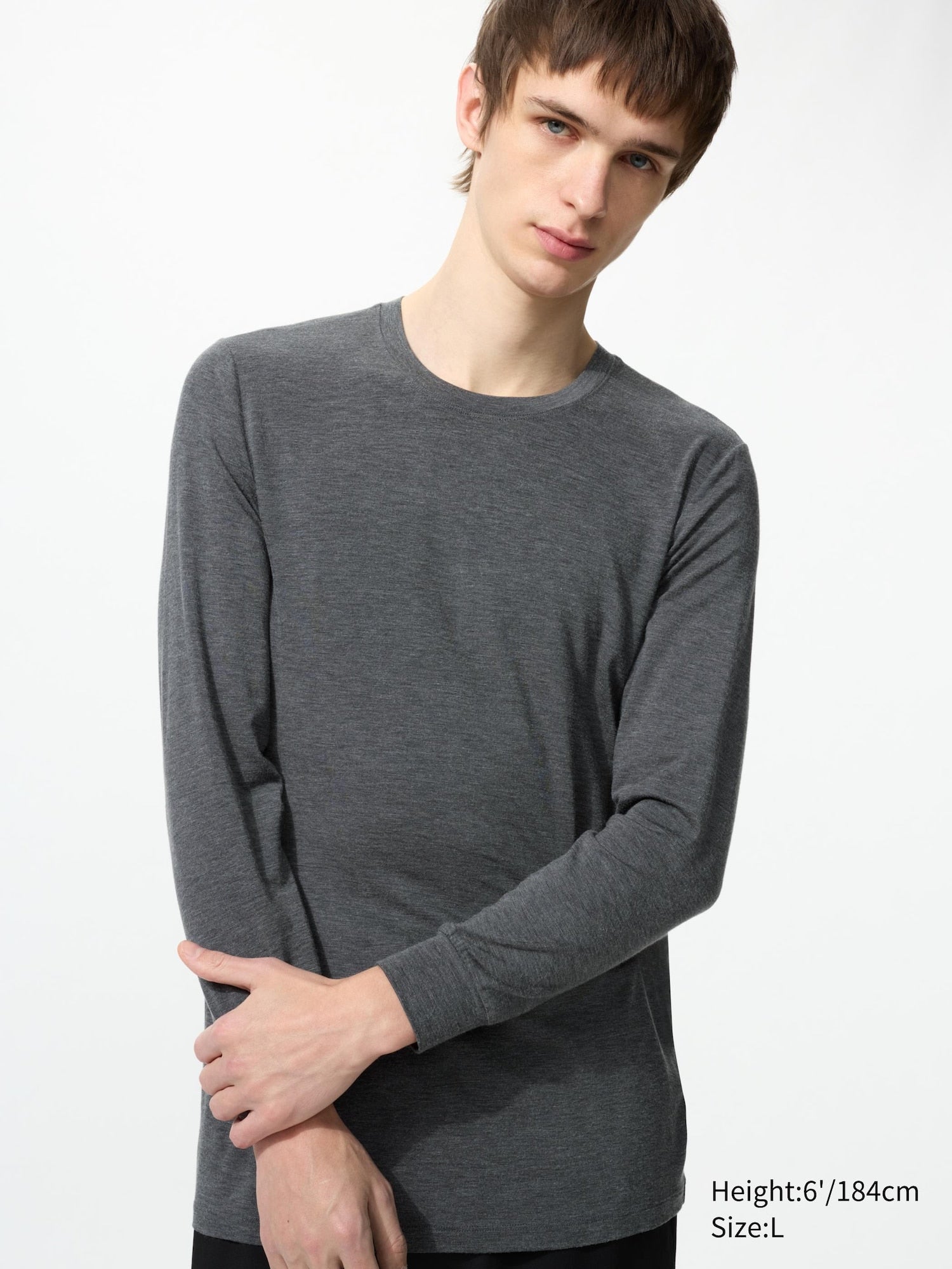 HEATTECH Crew Neck Long Sleeve T-Shirt - WHITE