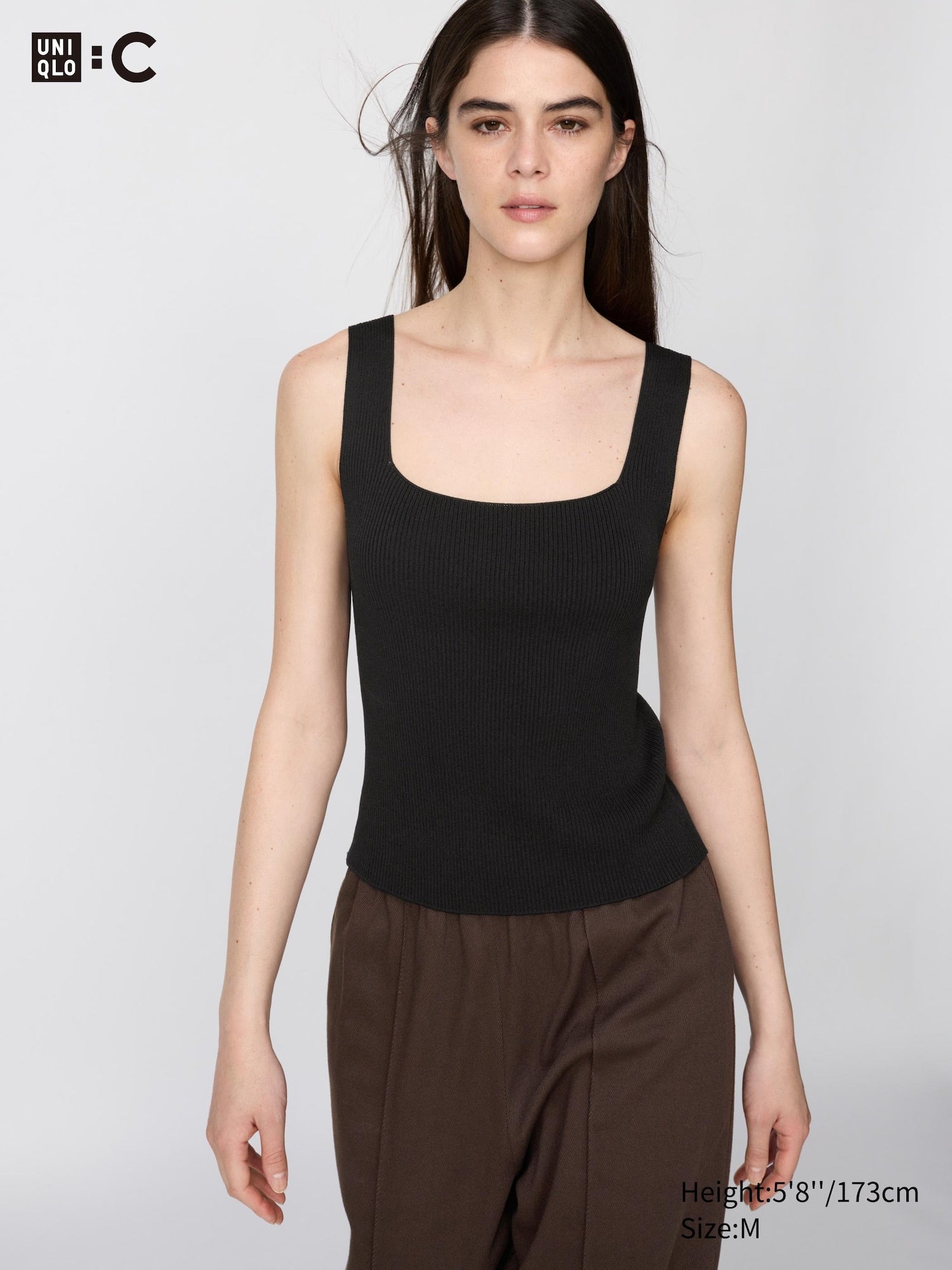 3D Knit Ribbed Sweater Sleeveless - BLACK