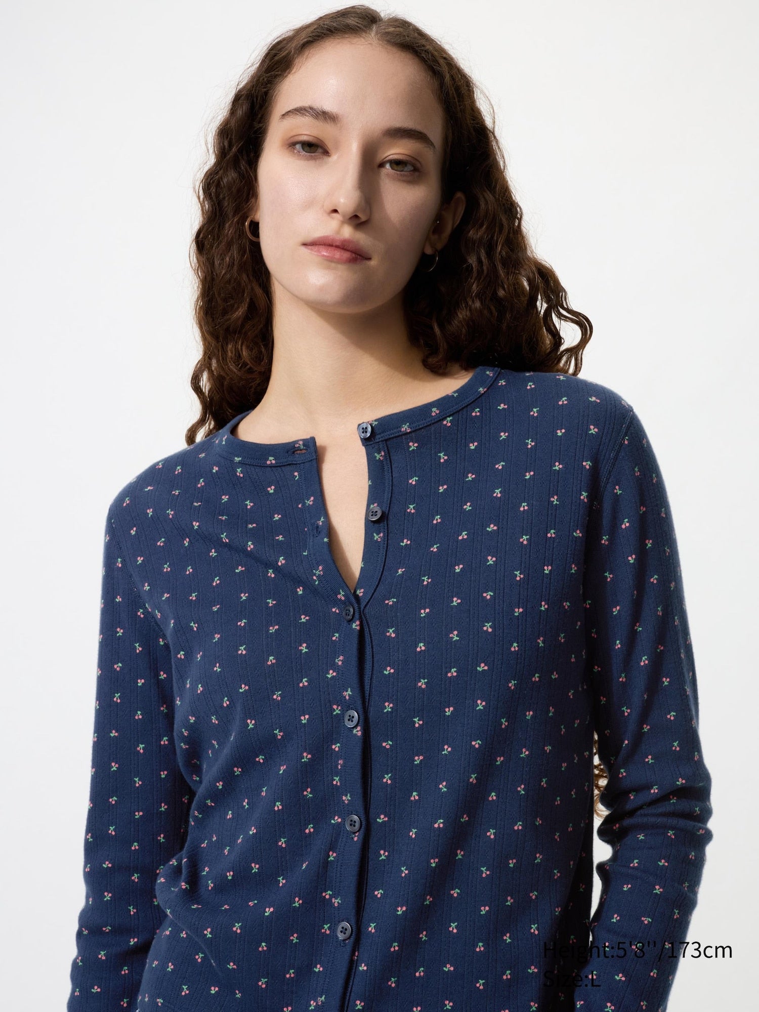 Pointelle Cardigan Print - OFF WHITE