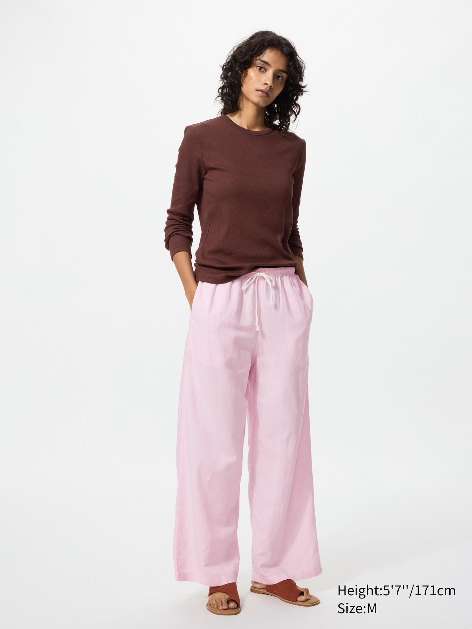 Linen Blend Easy Pants (Regular Length) - BLACK