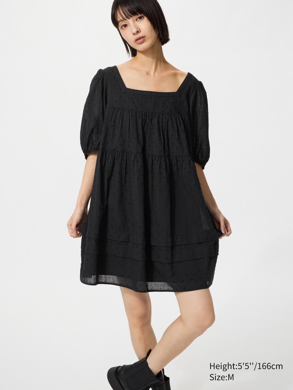 Cotton Dobby Mini Dress - WHITE