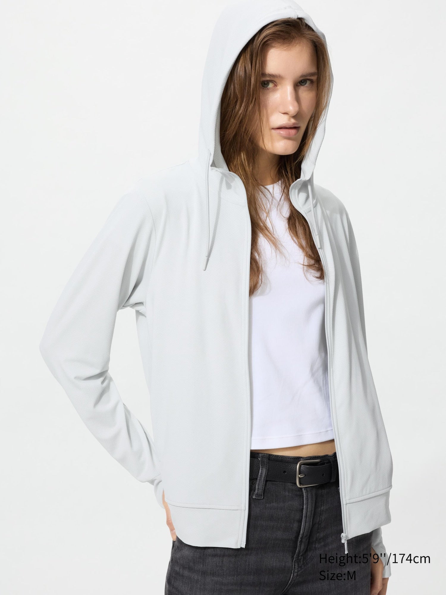 AIRism Mesh UV Protection Full-Zip Long Sleeve Hoodie - WHITE