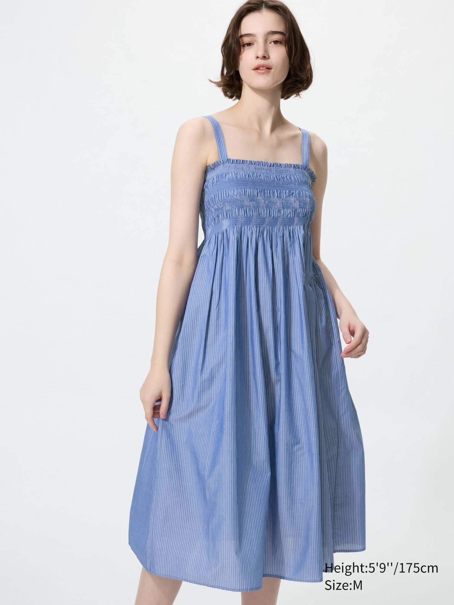Cotton Shirring Dress - WHITE