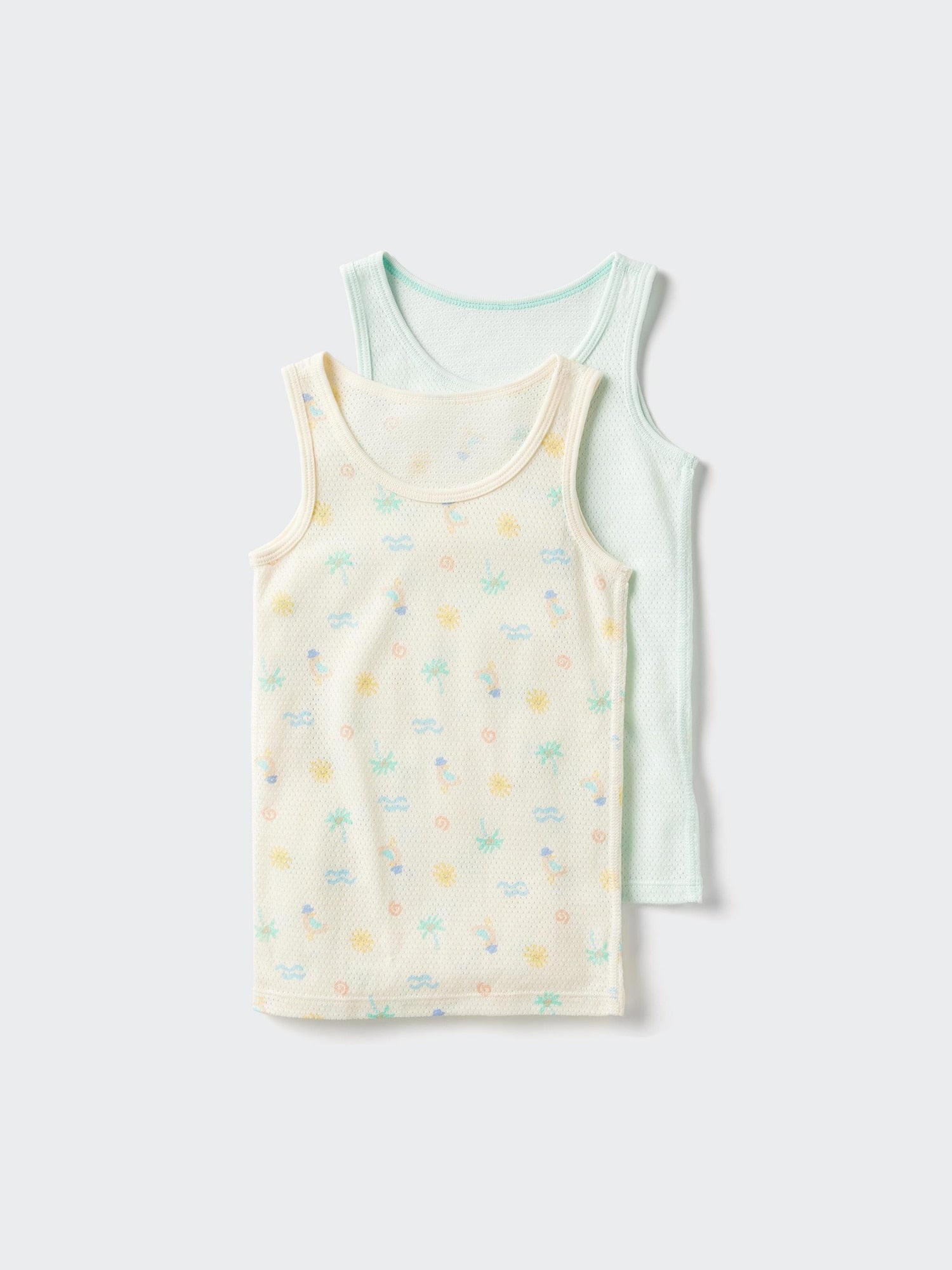 Cotton Mesh Tank Top 2 Pairs Printed - YELLOW