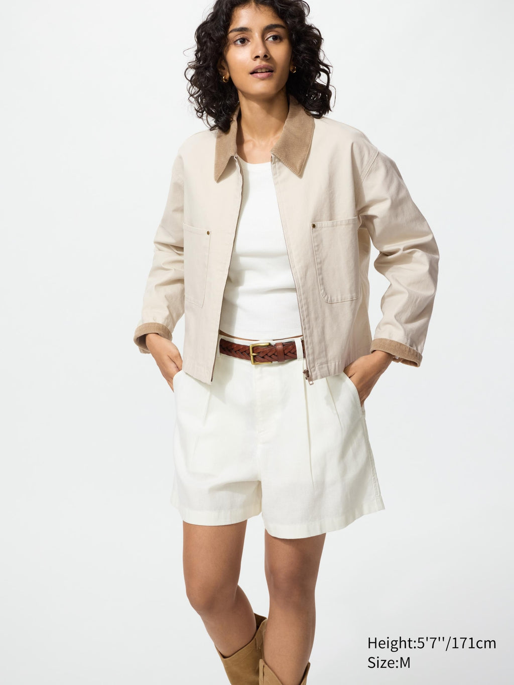 Zip Up Short Jacket - NATURAL