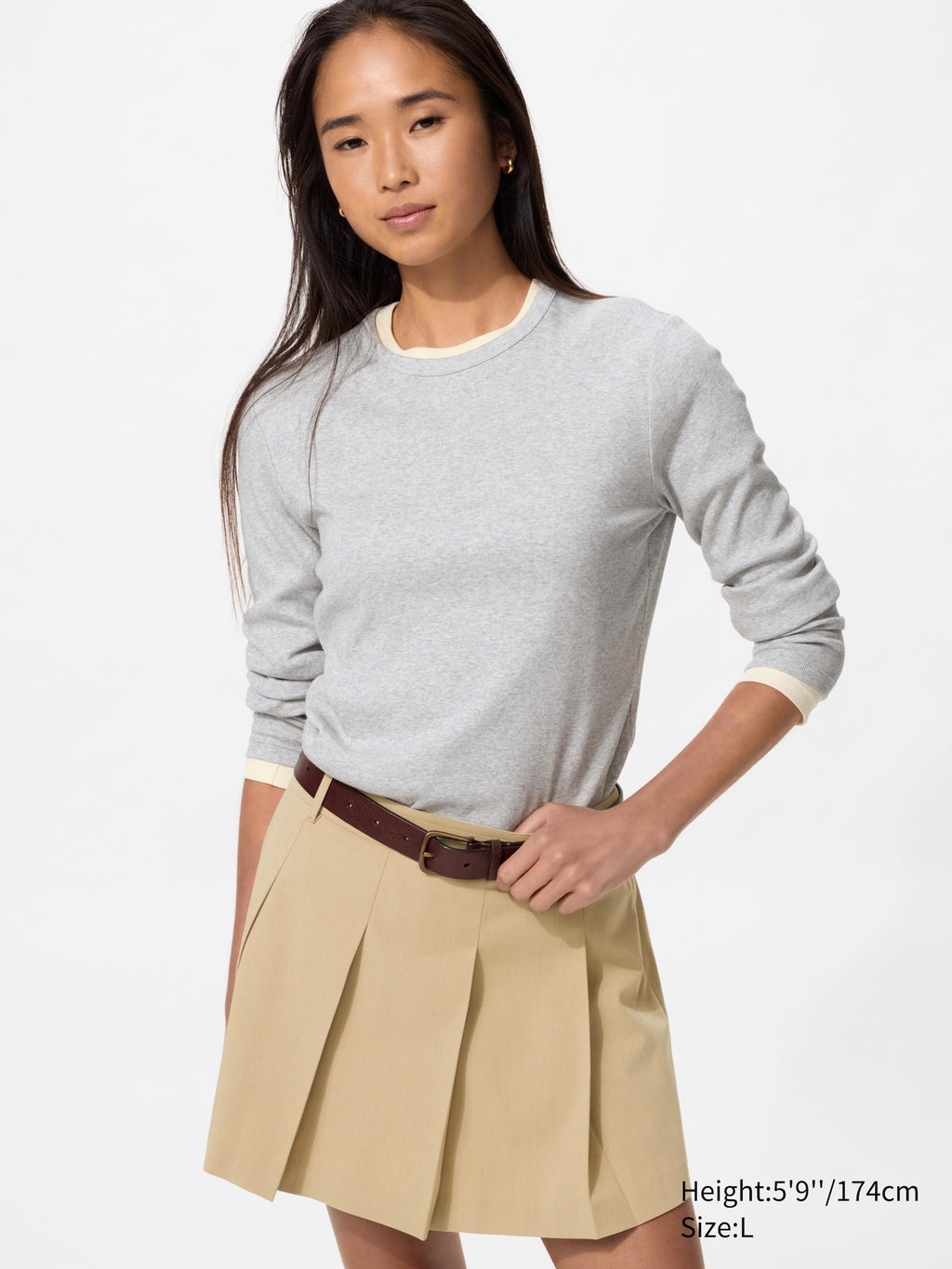 Soft Ribbed T-Shirt Long Sleeve - WHITE