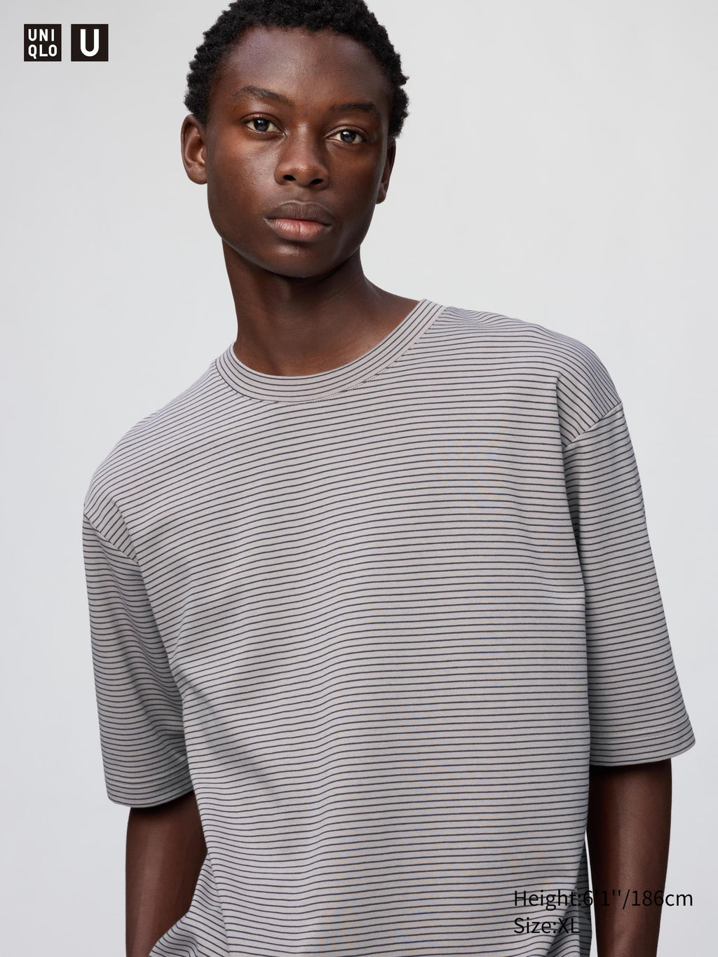 AIRism Cotton Oversized Striped T-Shirt - WHITE