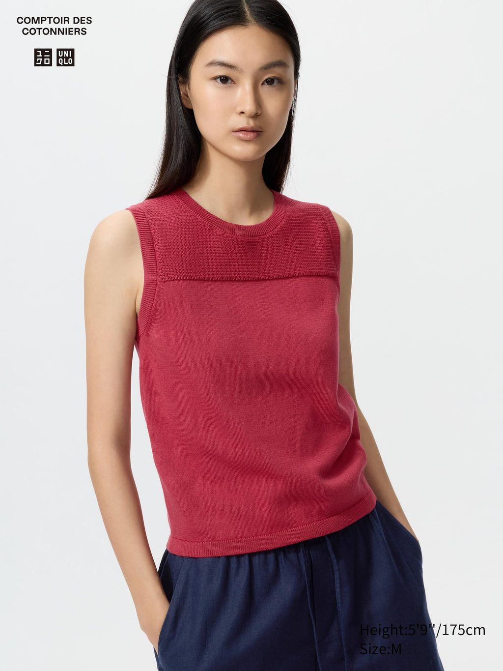 Cotton Crew Neck Sweater Sleeveless - OFF WHITE