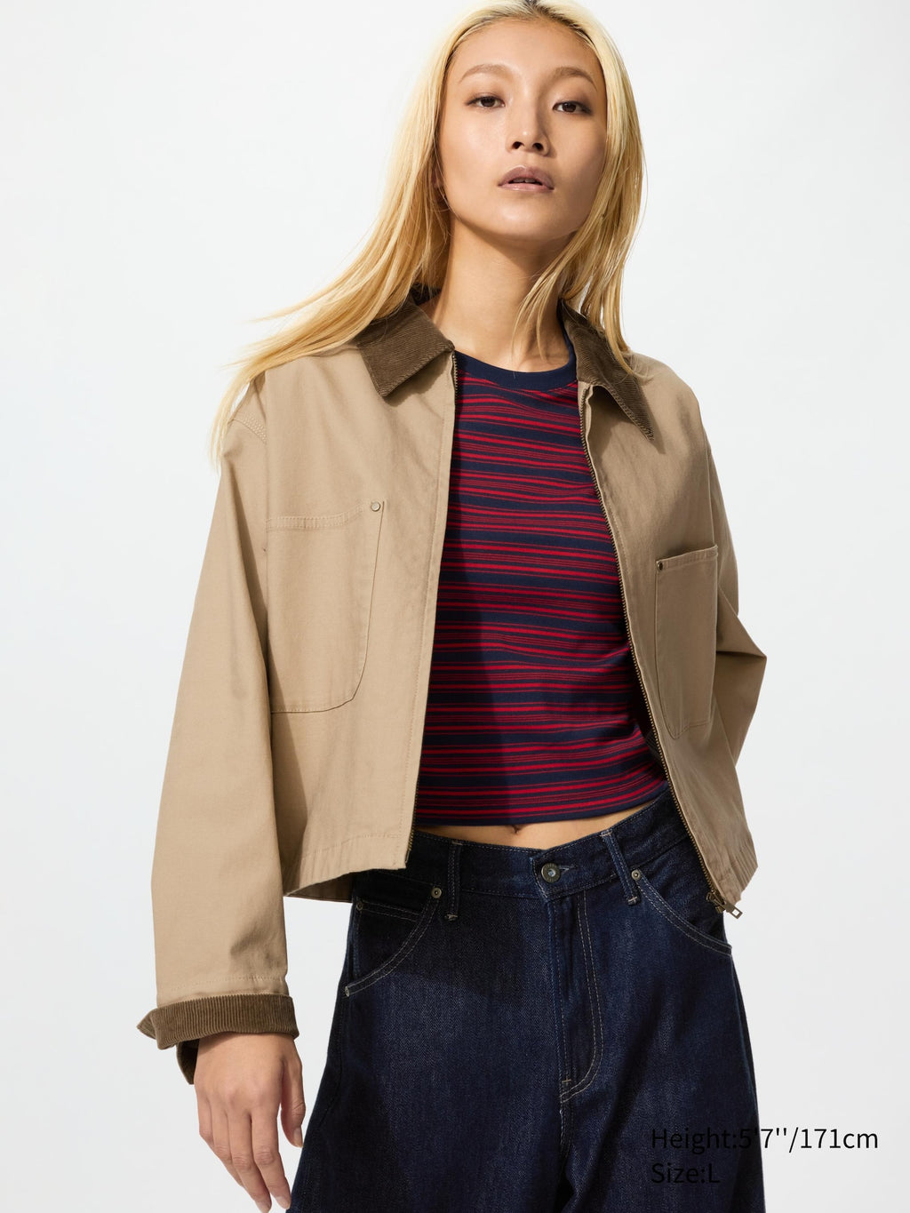 Zip Up Short Jacket - NATURAL