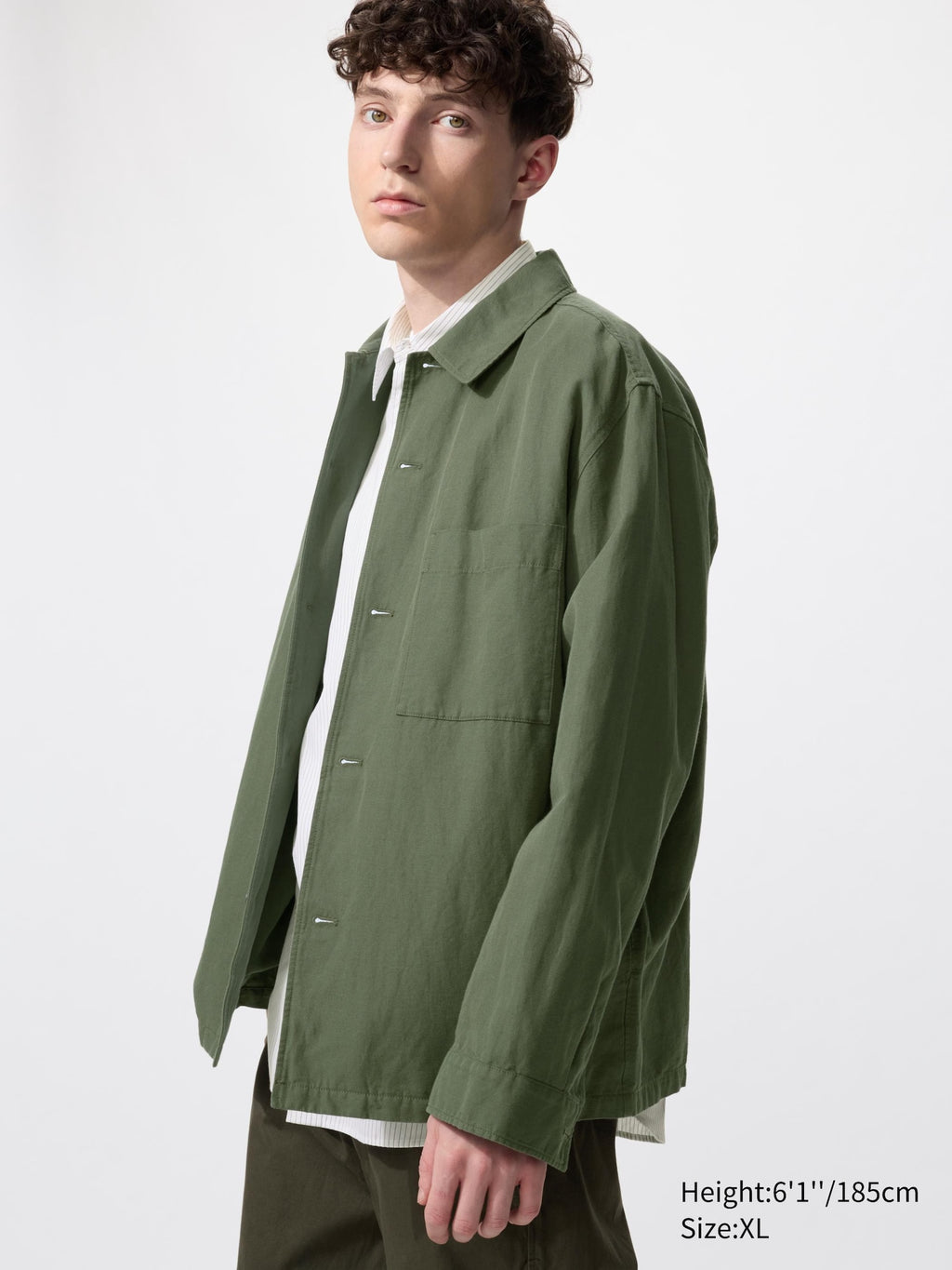 Cotton Linen Shirt Jacket Long Sleeve - NATURAL