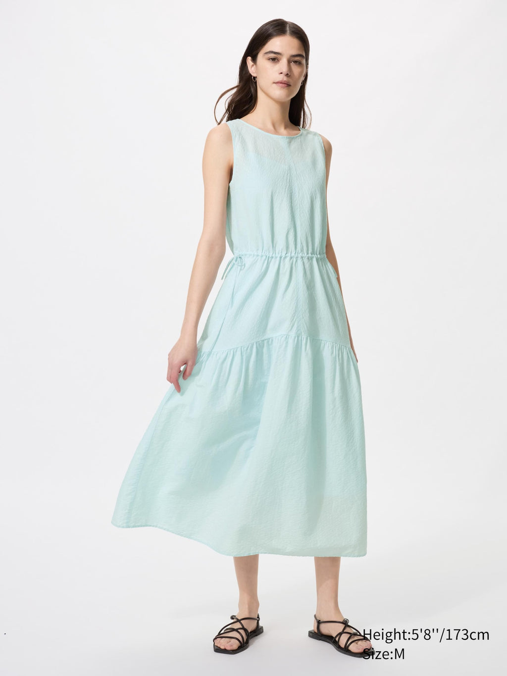 Linen Blend Tiered Dress - RED