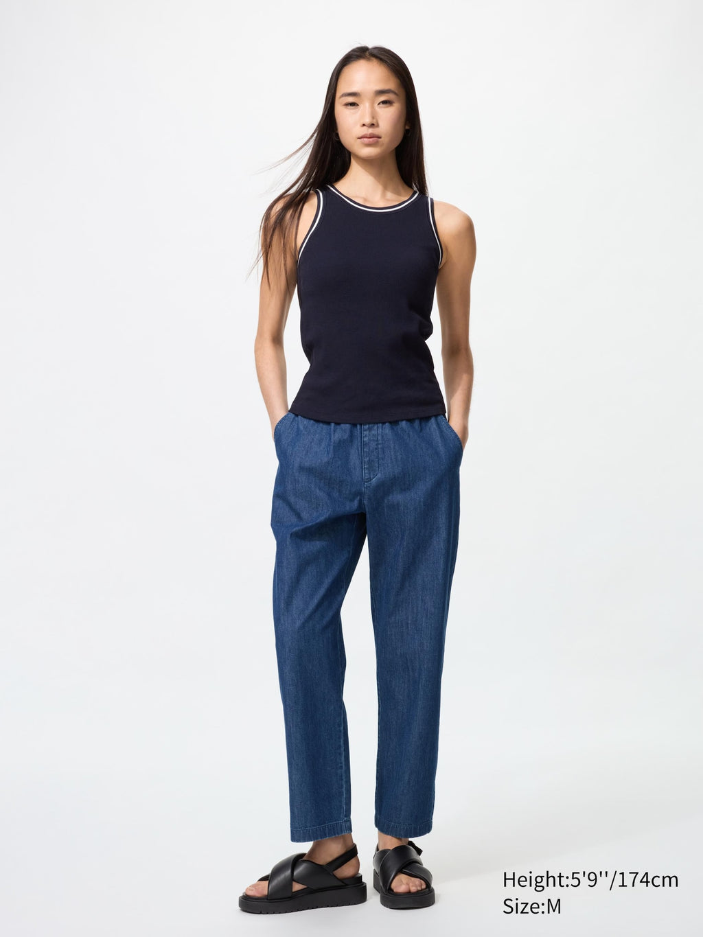 Cotton Relaxed Ankle Pants Denim (Longer Length) - image 3