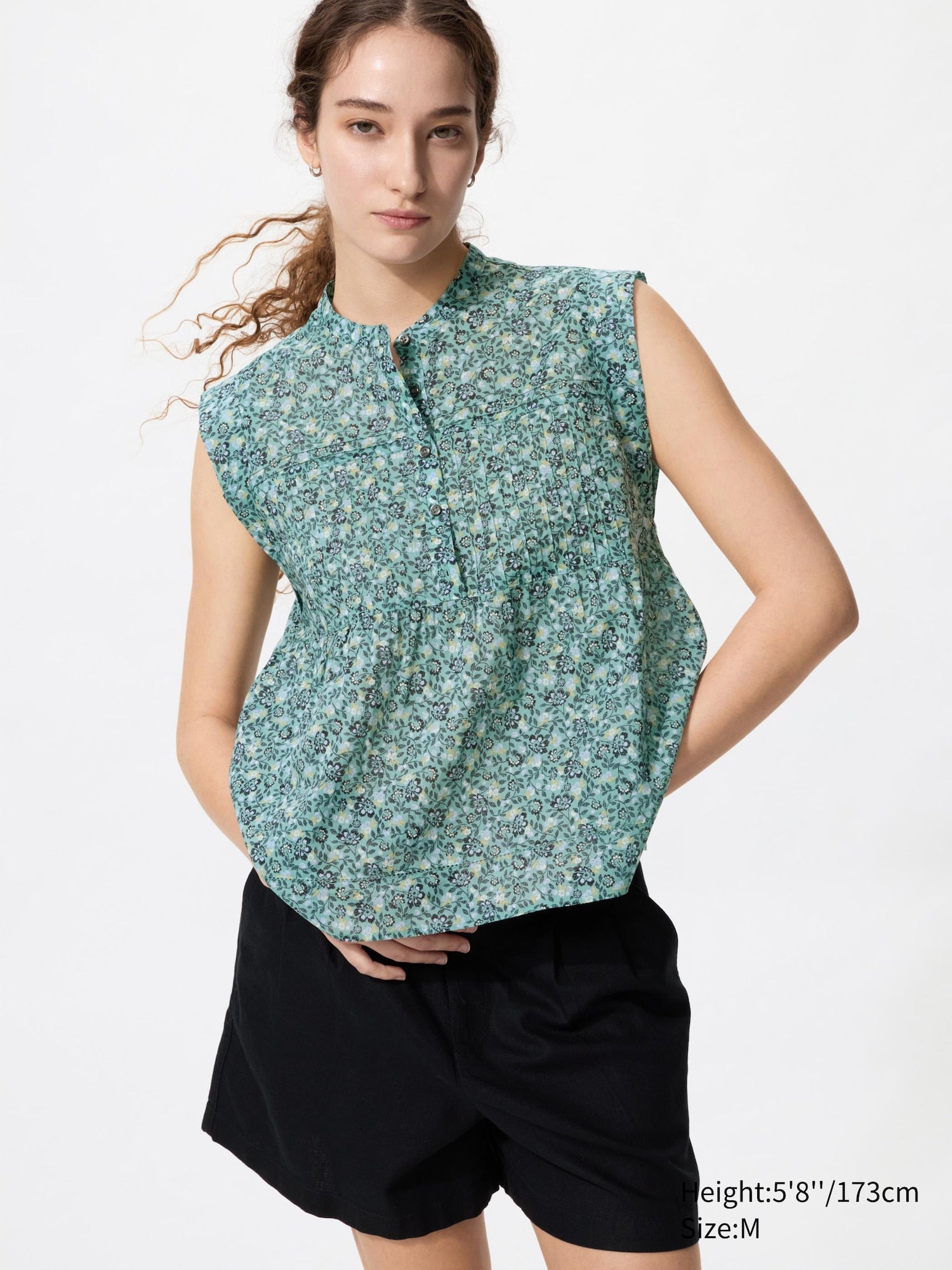 Light Cotton Pintuck Blouse - BLACK
