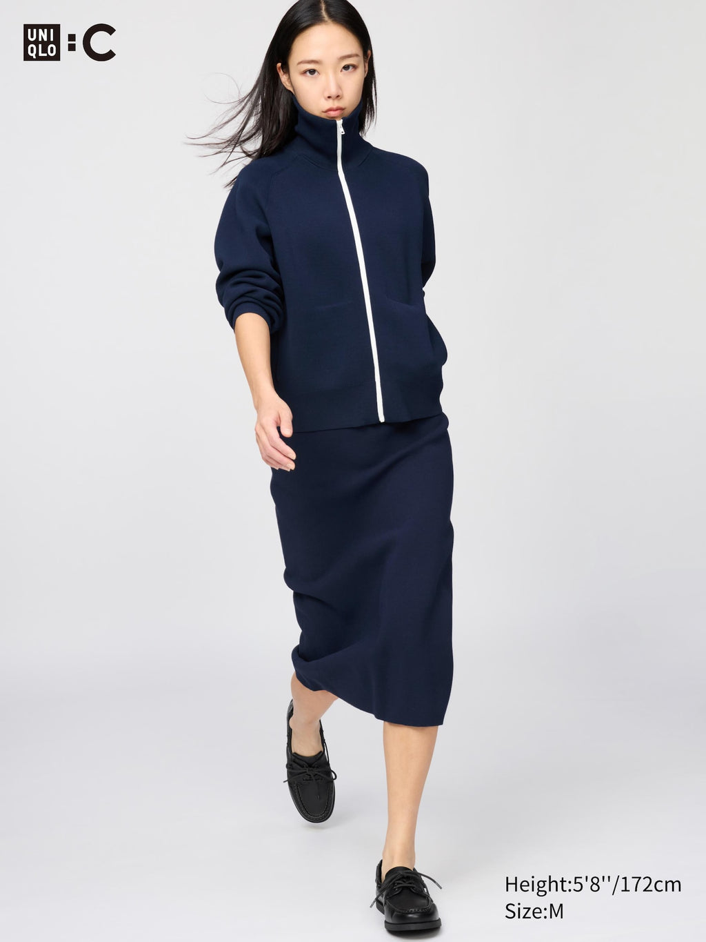 Washable Milano Ribbed Skirt - NAVY