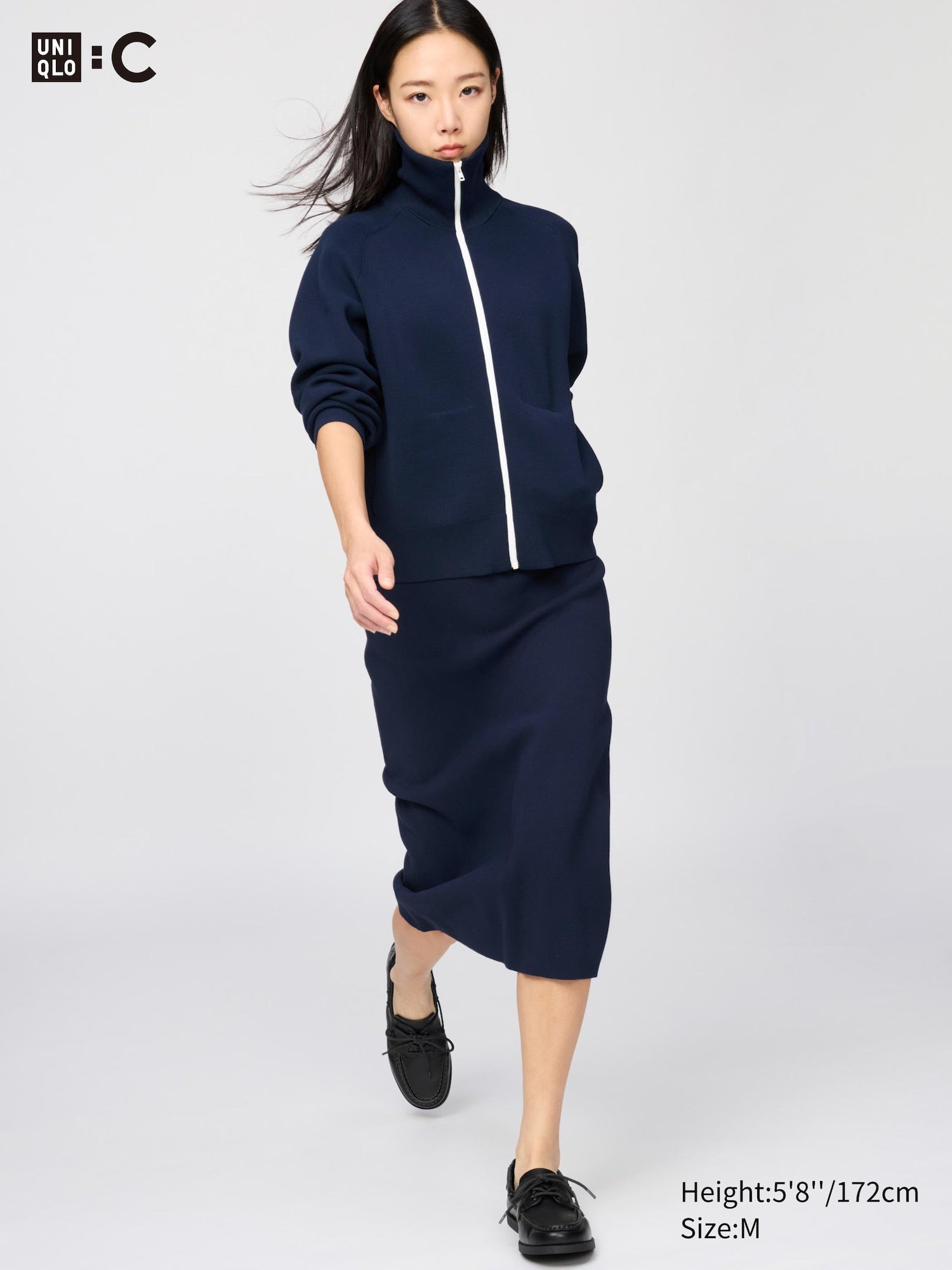 Washable Milano Ribbed Skirt - NAVY