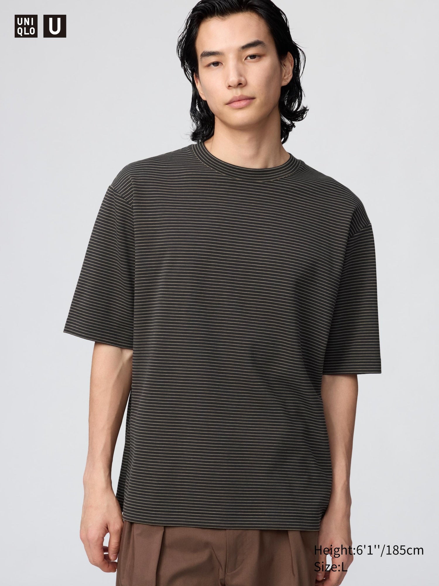 AIRism Cotton Oversized Striped T-Shirt - WHITE