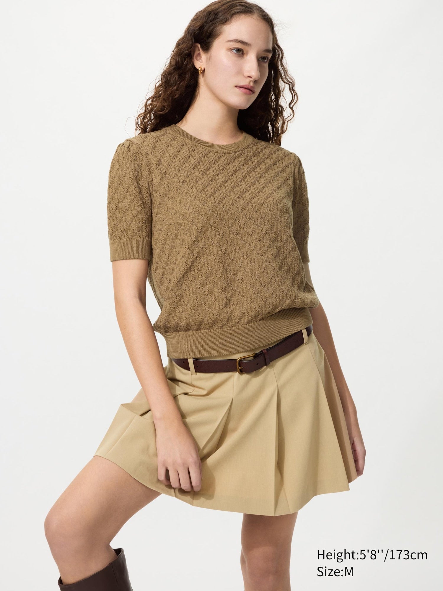 Pointelle Crew Neck Sweater - OFF WHITE