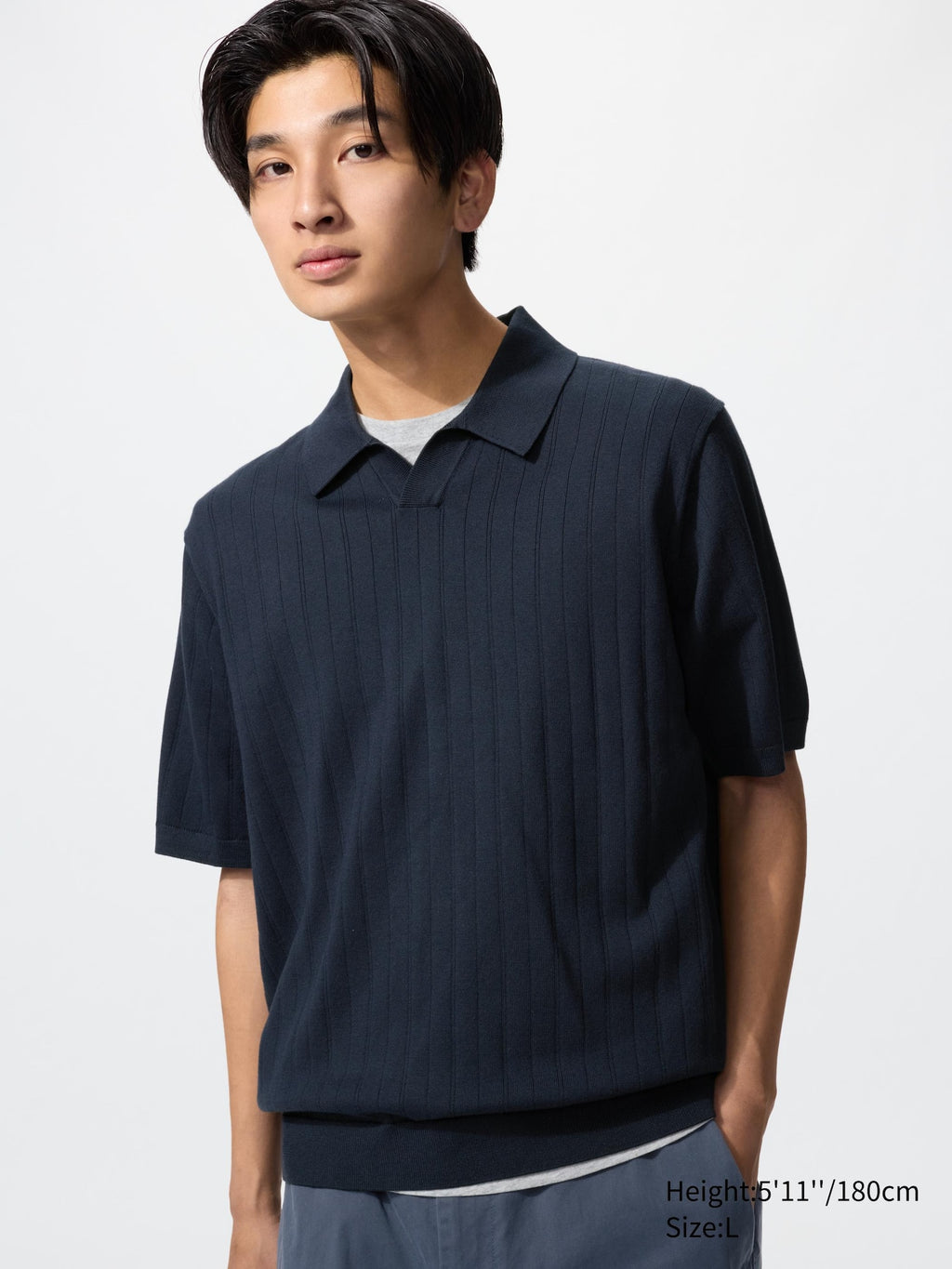 Washable Knitted Skipper Polo Sweater - NATURAL