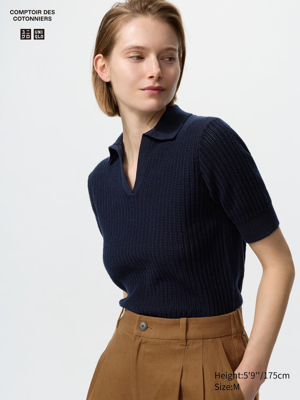 Cotton Pointelle Skipper Polo Sweater - OFF WHITE