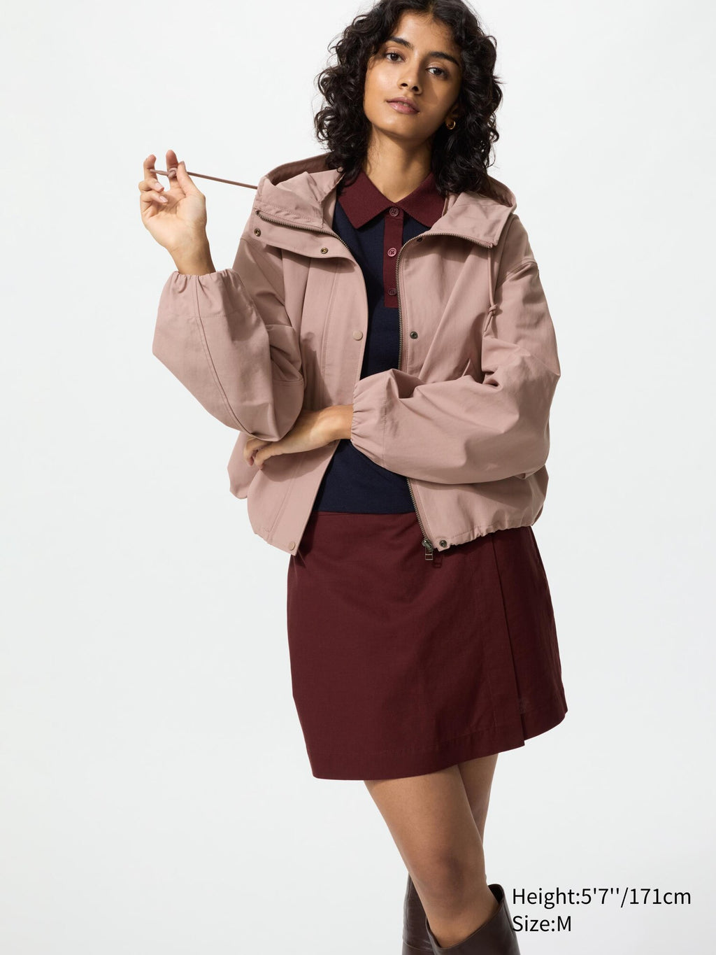 Cotton Blend Short Parka - BLACK