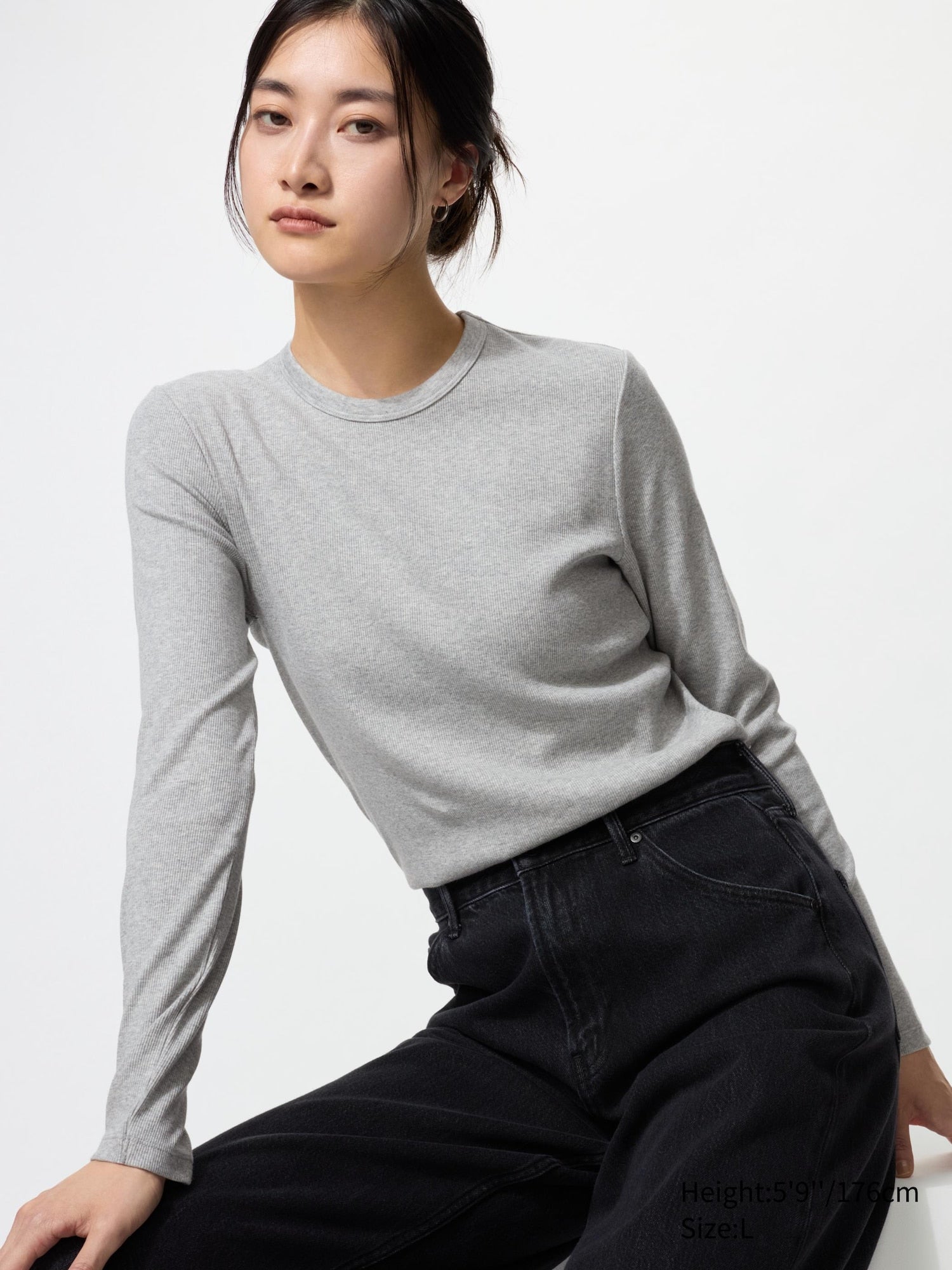 Soft Ribbed T-Shirt Long Sleeve - WHITE