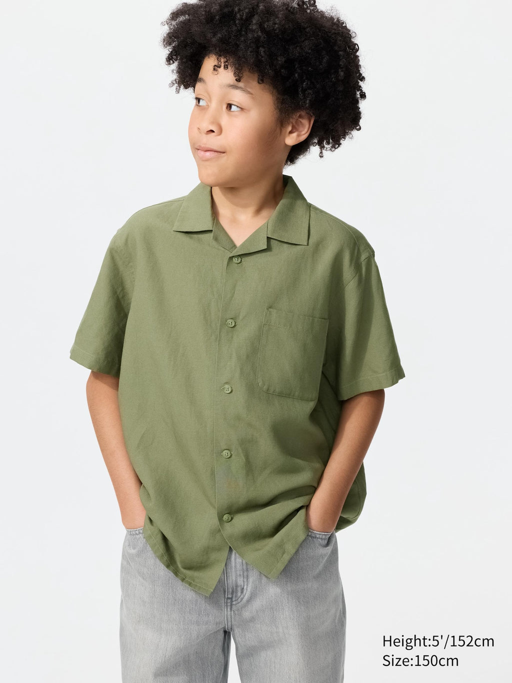 KIDS Linen Blend Open Collar Shirt Short Sleeve - image 3