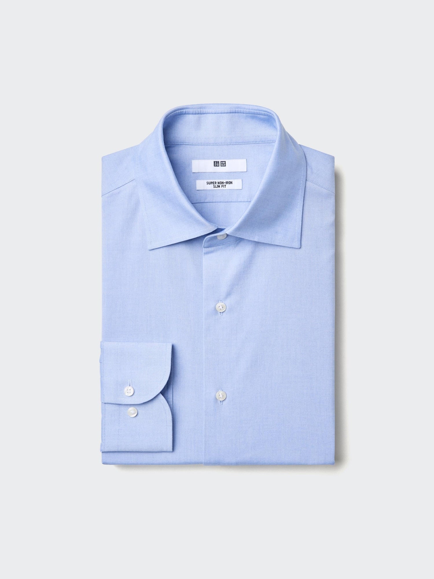 Super Non Iron Slim Fit No Pocket Long Sleeve Shirt (Spread) - WHITE