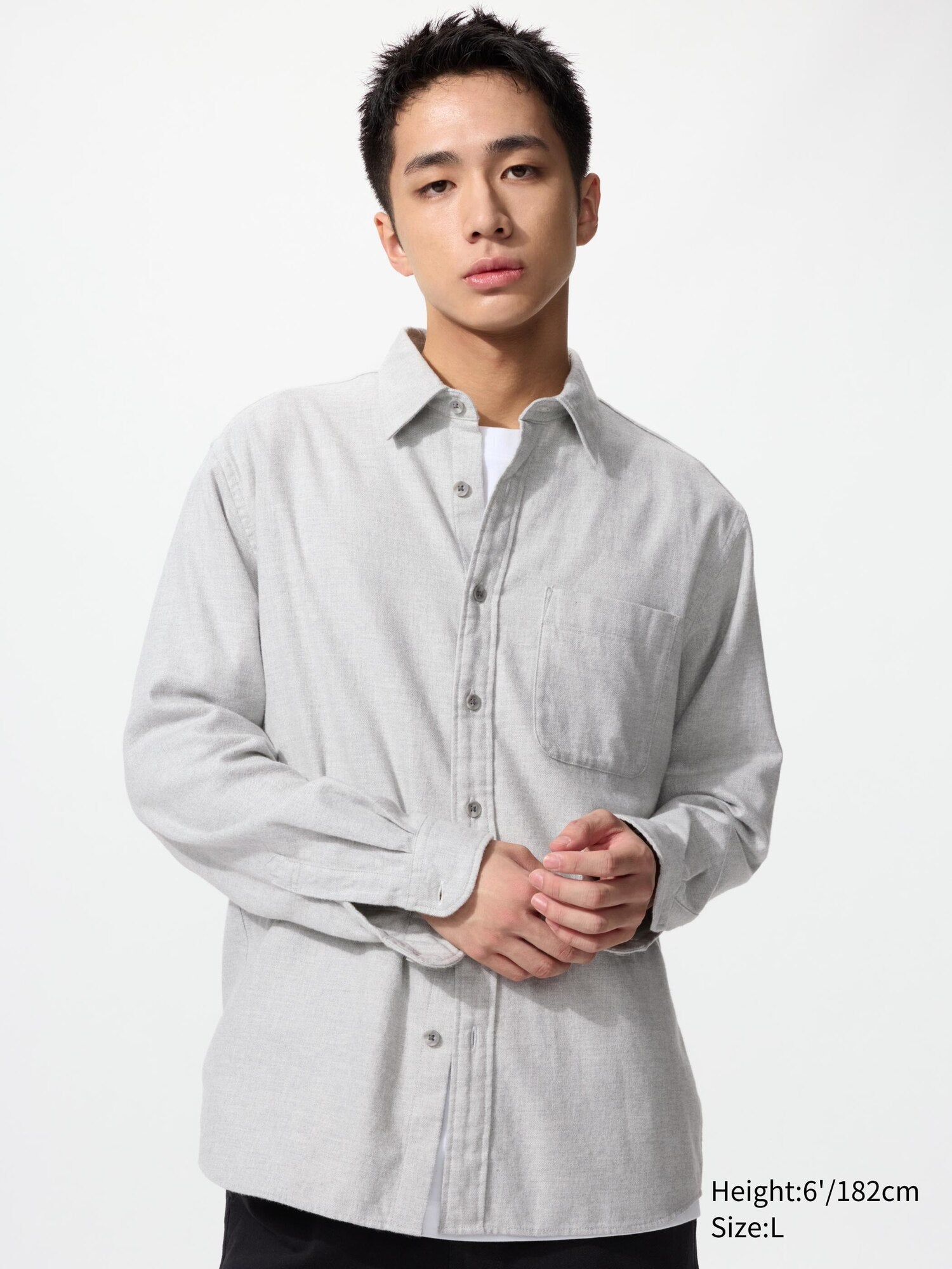Flannel Long Sleeve Shirt - OFF WHITE