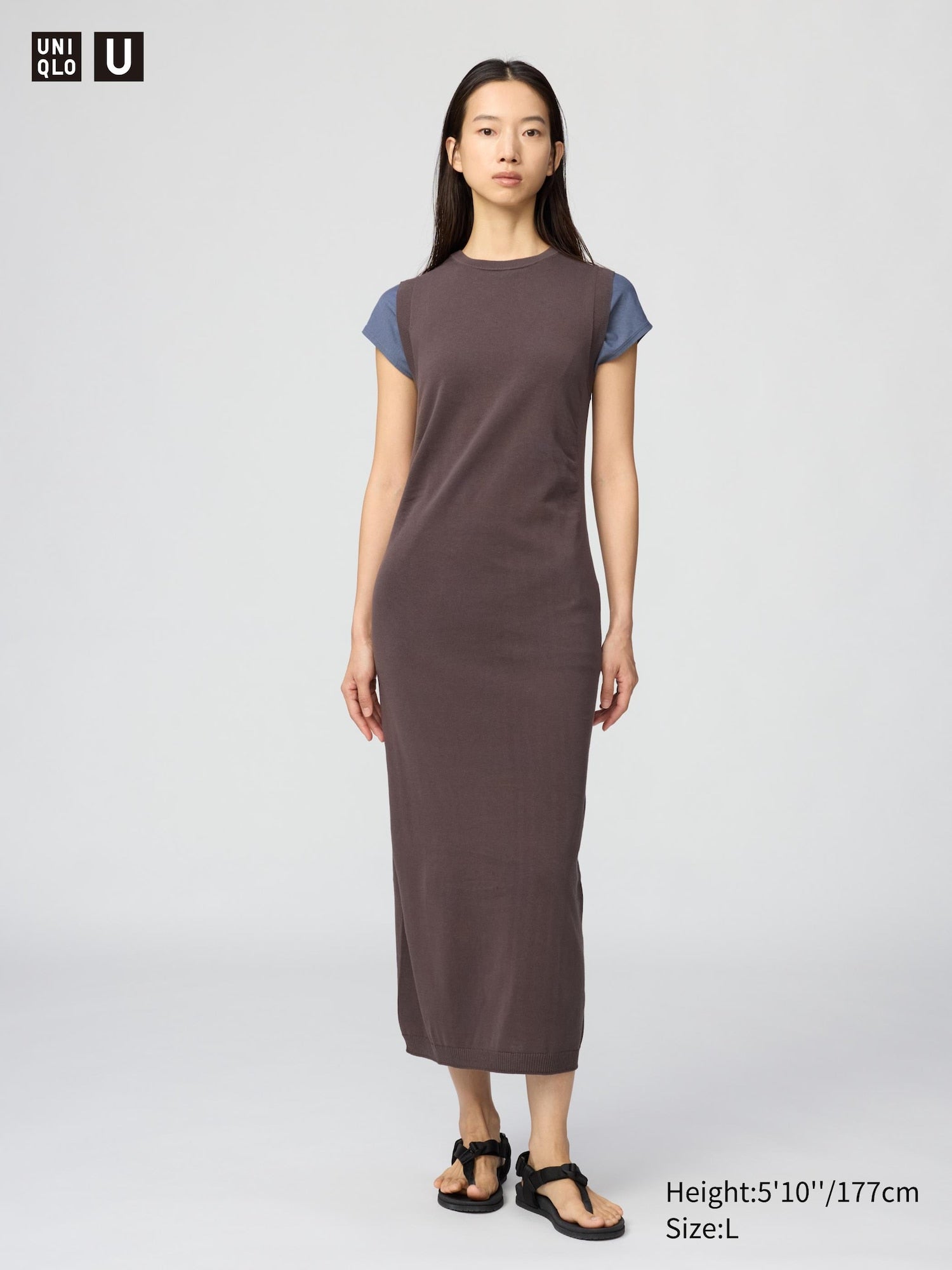 3D Cotton Knit Dress - BLACK